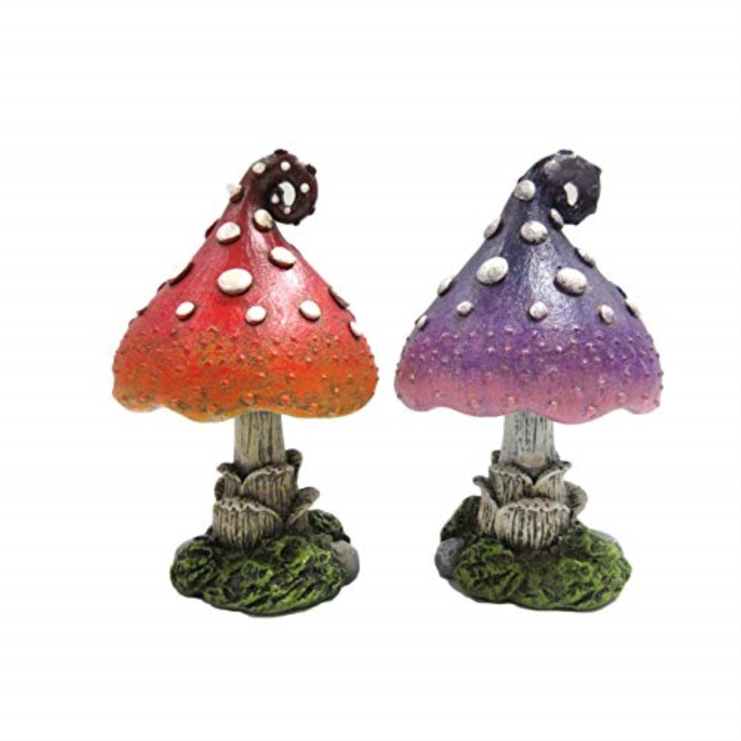 Enchanted Garden Decorative Mushrooms Set of 2 Mini Fairy Garden Decorative Accessory 4.75 inch Tall