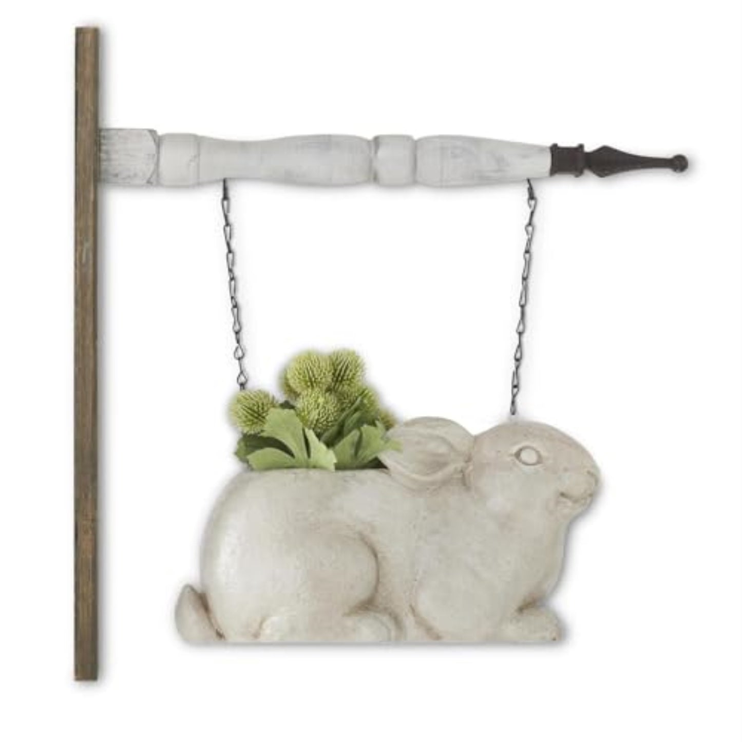 K&K Interiors Tan Faux Stone Resin Rabbit Planter Arrow Replacement Sign 11.5 inch - Arrow Sold Separately