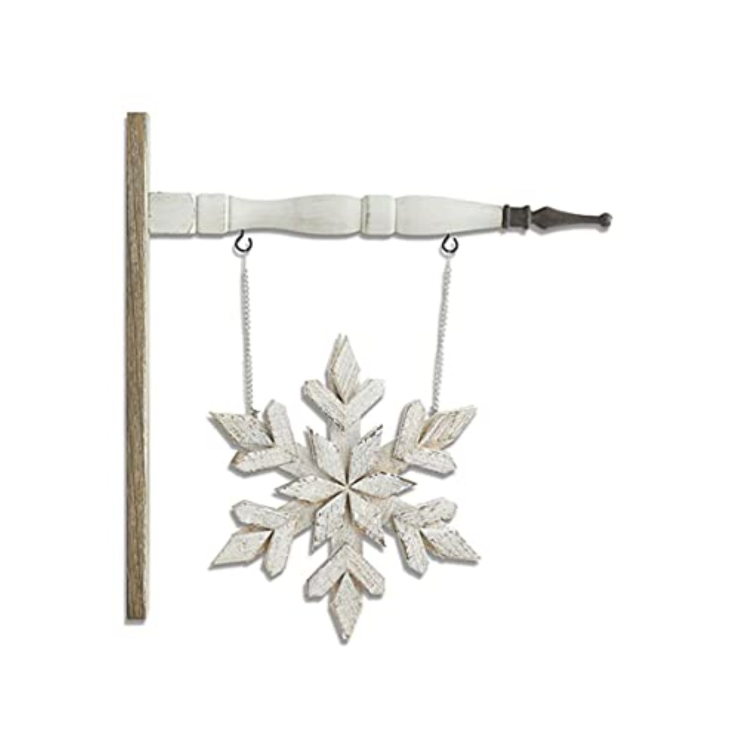 K&K Interiors Whitewash Double Sided Wood Snowflake Christmas Arrow Replacement Sign 11 inch - Arrow Sold Separately