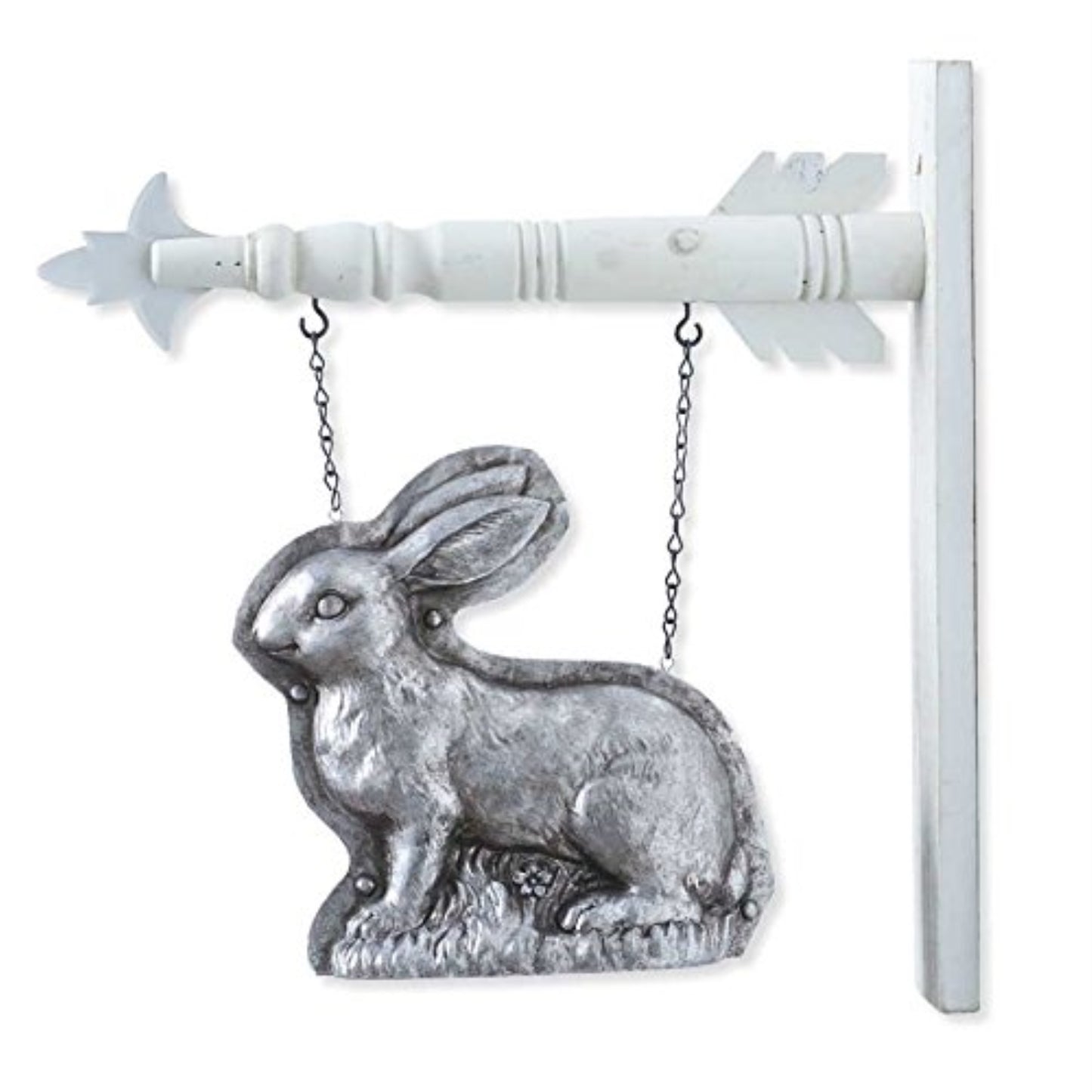 K&K Interiors Silver Resin Embossed Bunny Arrow Replacement, 4" x 9.5" x 10" - Arrow Sold Separately
