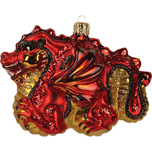 Pinnacle Peak Trading Chinese Red Dragon Polish Glass Christmas Tree Ornament