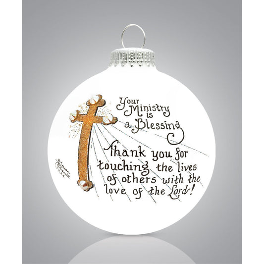 Your Ministry is a Blessing Made in the USA Glass Ornament Pastor Preacher Gift
