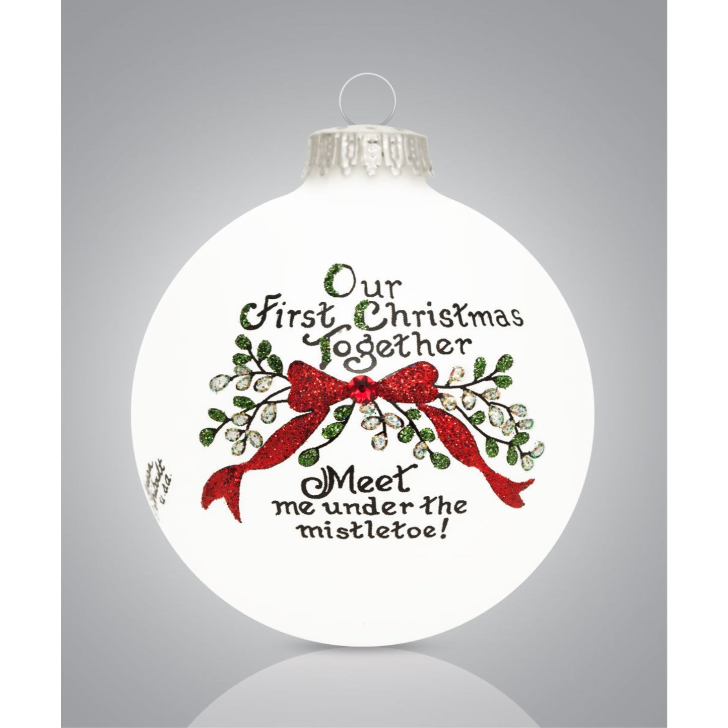 Our First Christmas Together Mistletoe Made in USA Glass Ornament