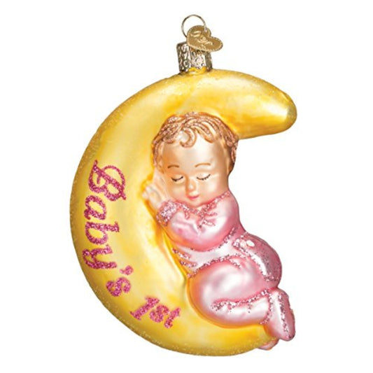 Old World Christmas Baby's First Dreamtime Girl Glass Blown Ornament for Christmas Tree