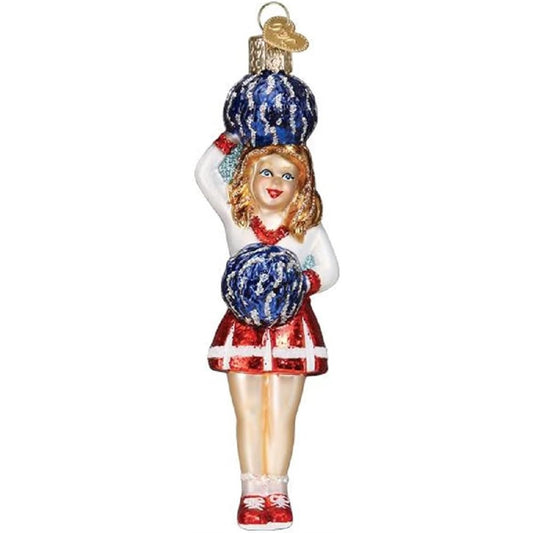 Old World Christmas Glass Blown Ornament (#10237) Cheerleader, 5.25 inches