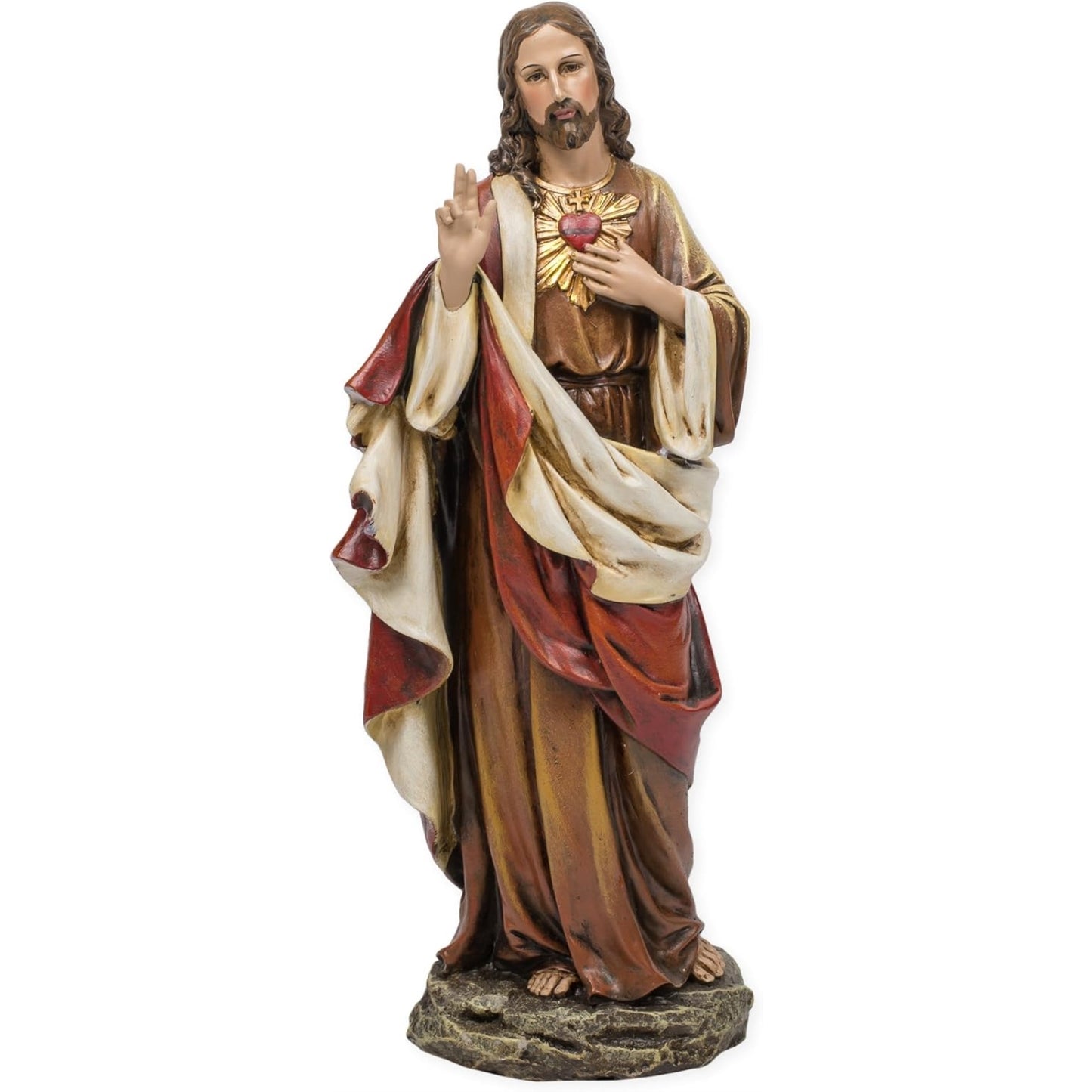 Joseph Studio 10.25" White and Pink Sacred Heart of Jesus Religious Tabletop Figurine