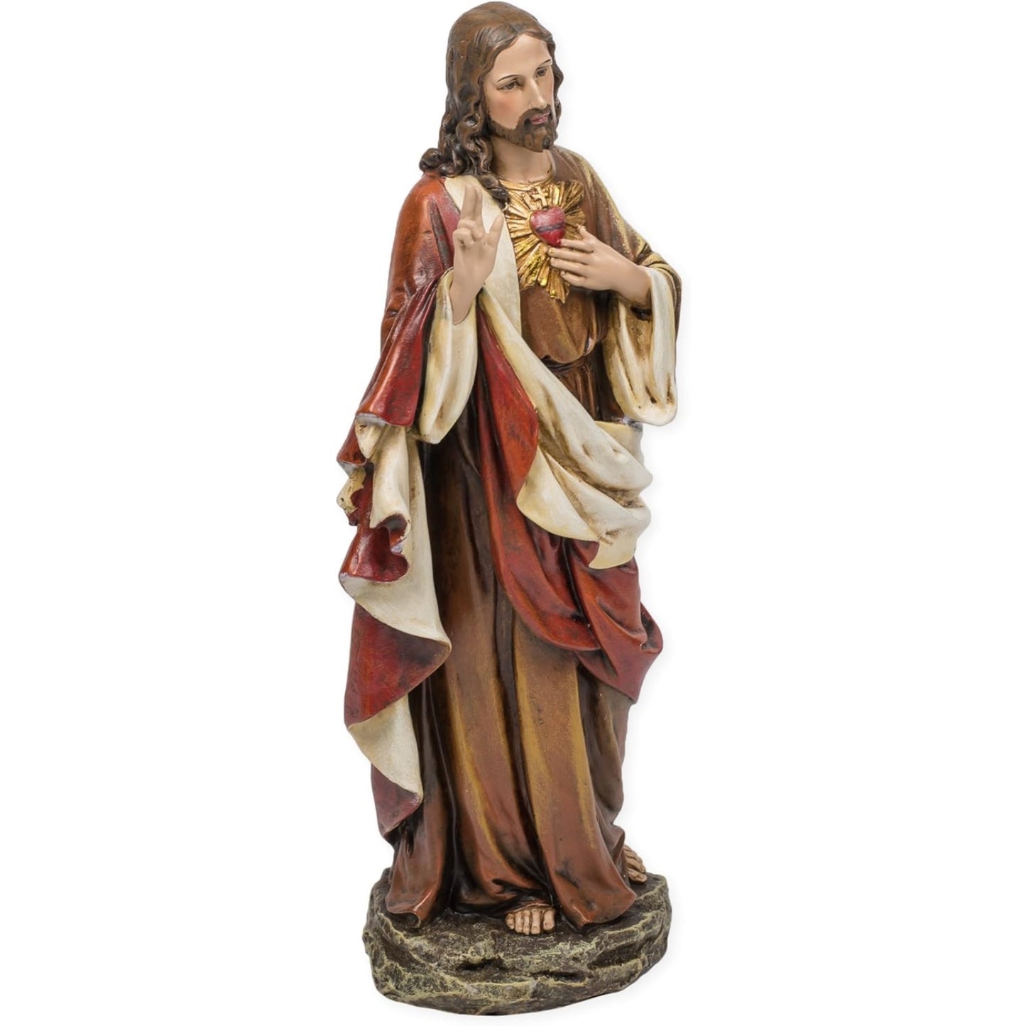 Joseph Studio 10.25" White and Pink Sacred Heart of Jesus Religious Tabletop Figurine