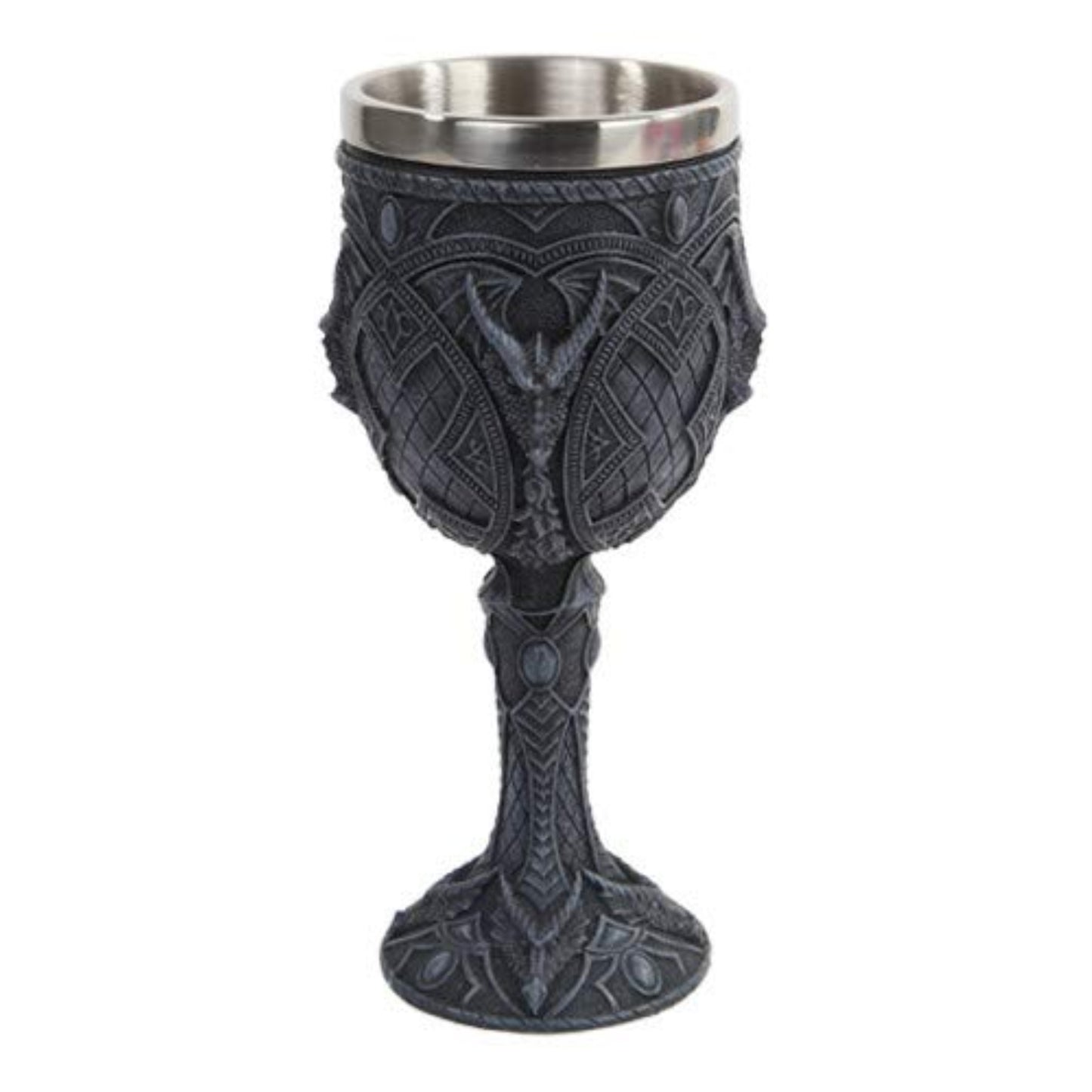 Guardian Dragon Wine Goblet Chalice Resin Body Stainless Steel Faux Stone 6 ounce