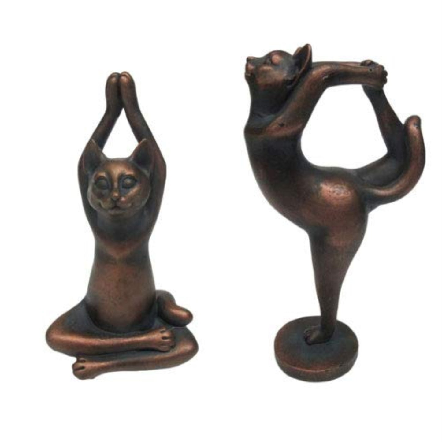 Zen Garden Inner Peace Yoga Cats Set of 2 Figurine Sculpture Decor 5 inch Tall