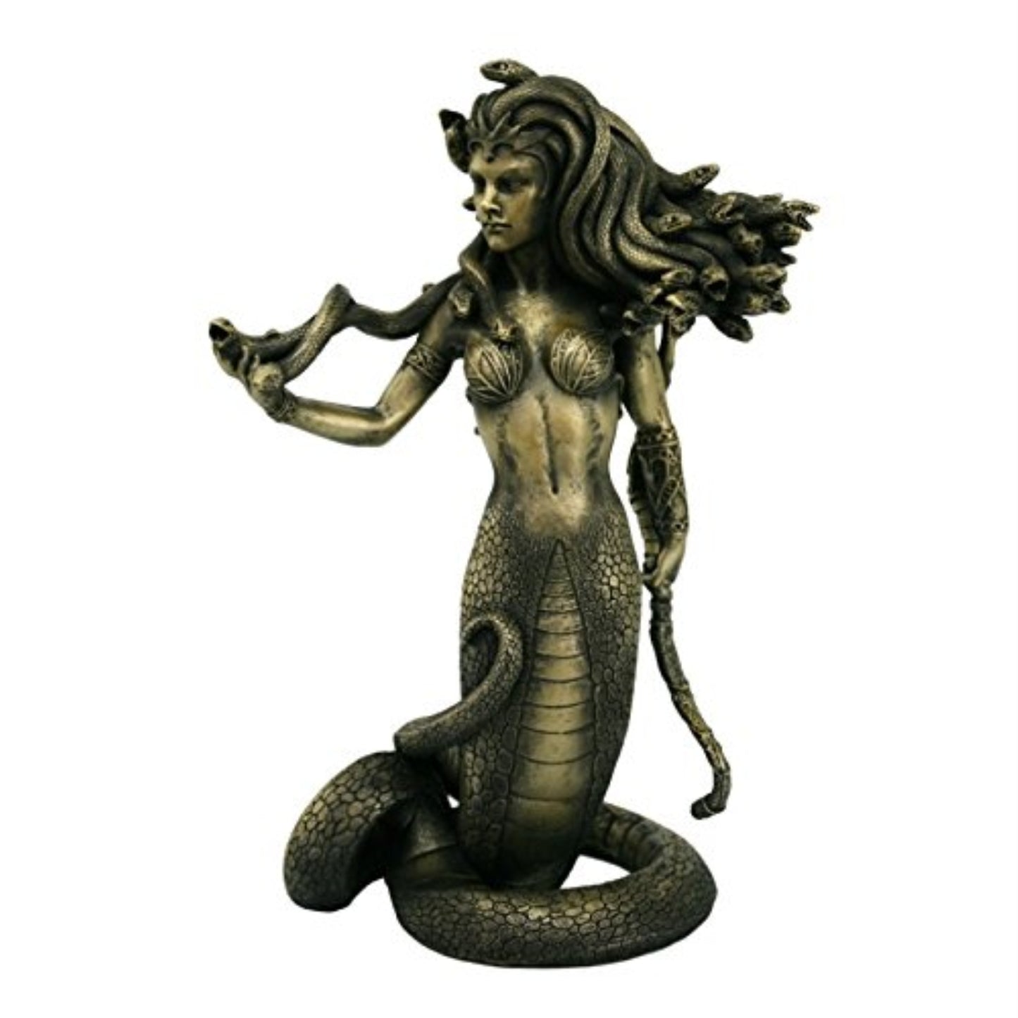 The Temptation of Medusa Figurine in Faux Antique Gold Finish 8 inch Tall