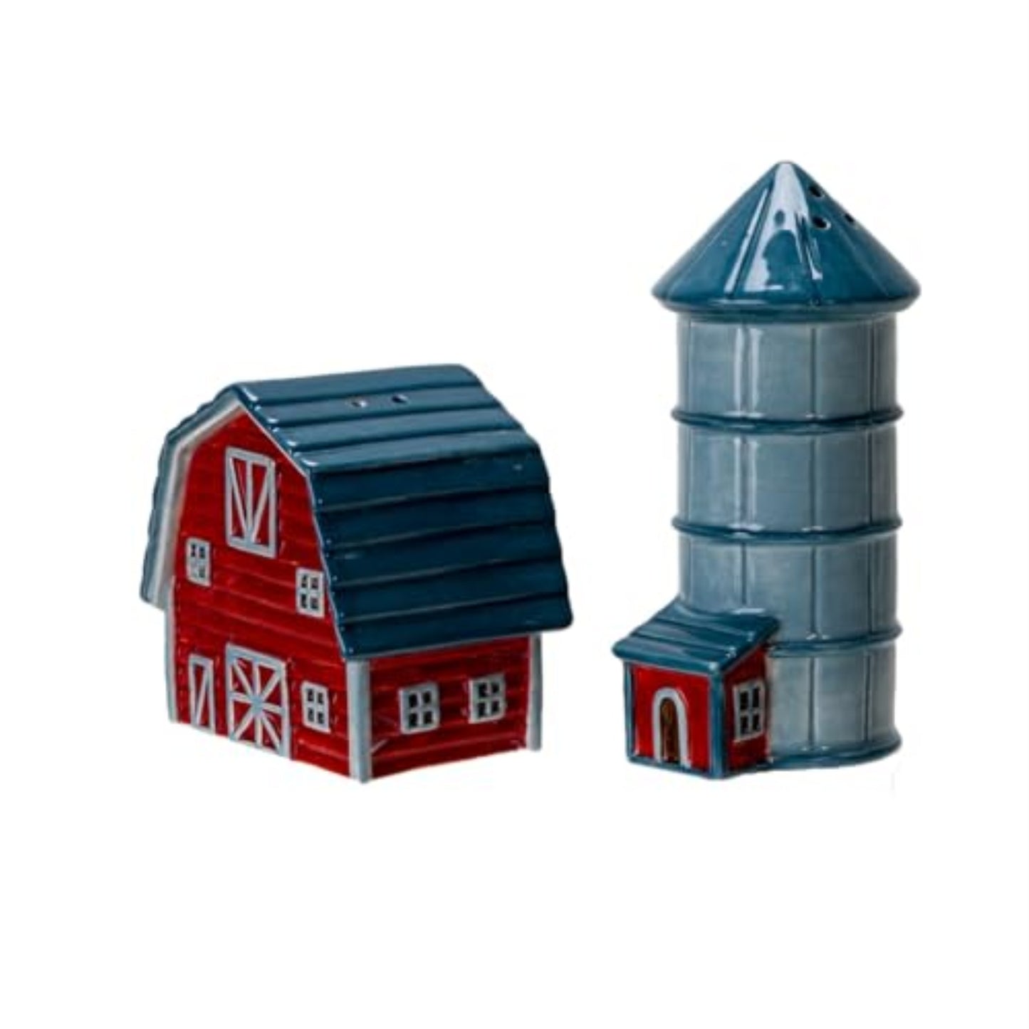 Pacific Giftware Country Style Barn and Silo Ceramic Magnetic Salt and Pepper Shakers