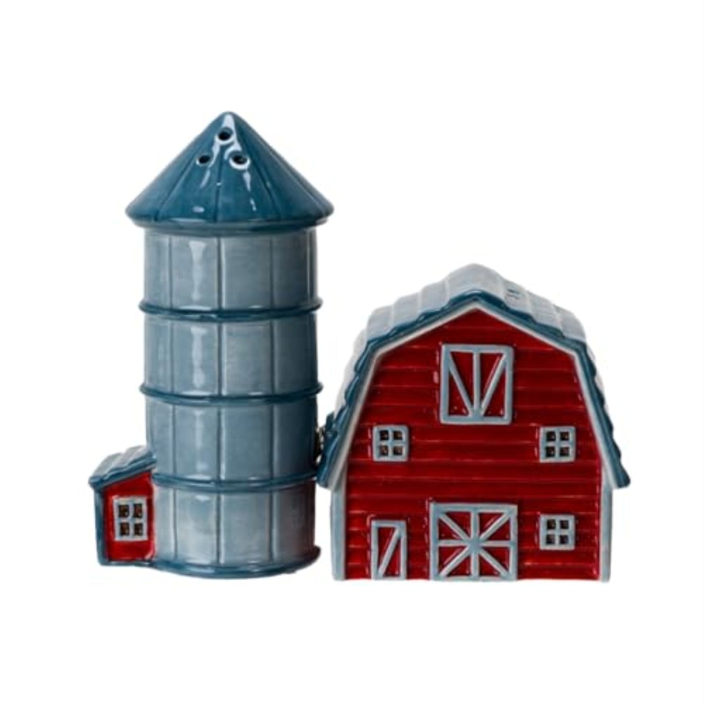 Pacific Giftware Country Style Barn and Silo Ceramic Magnetic Salt and Pepper Shakers