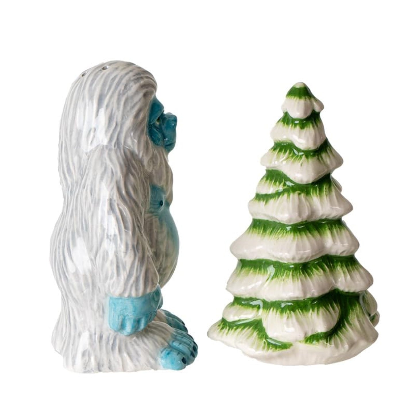 Pacific Trading Yeti With White Pine Tree Ceramic Magnetic Salt and Pepper Shaker Set