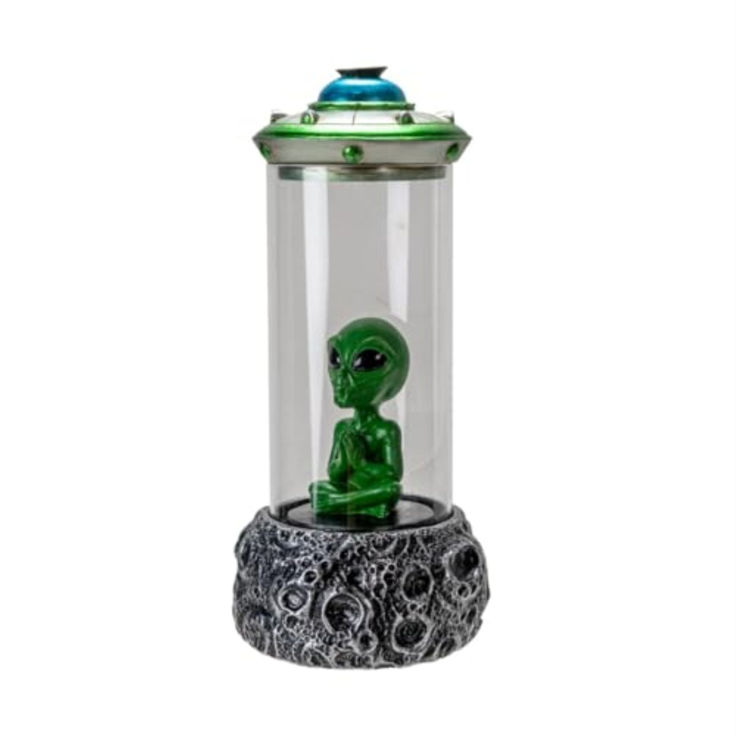Alien UFO Backflow Incense Burner with Sci-Fi Spaceship Design Unique Resin Decor 9.1 inches tall