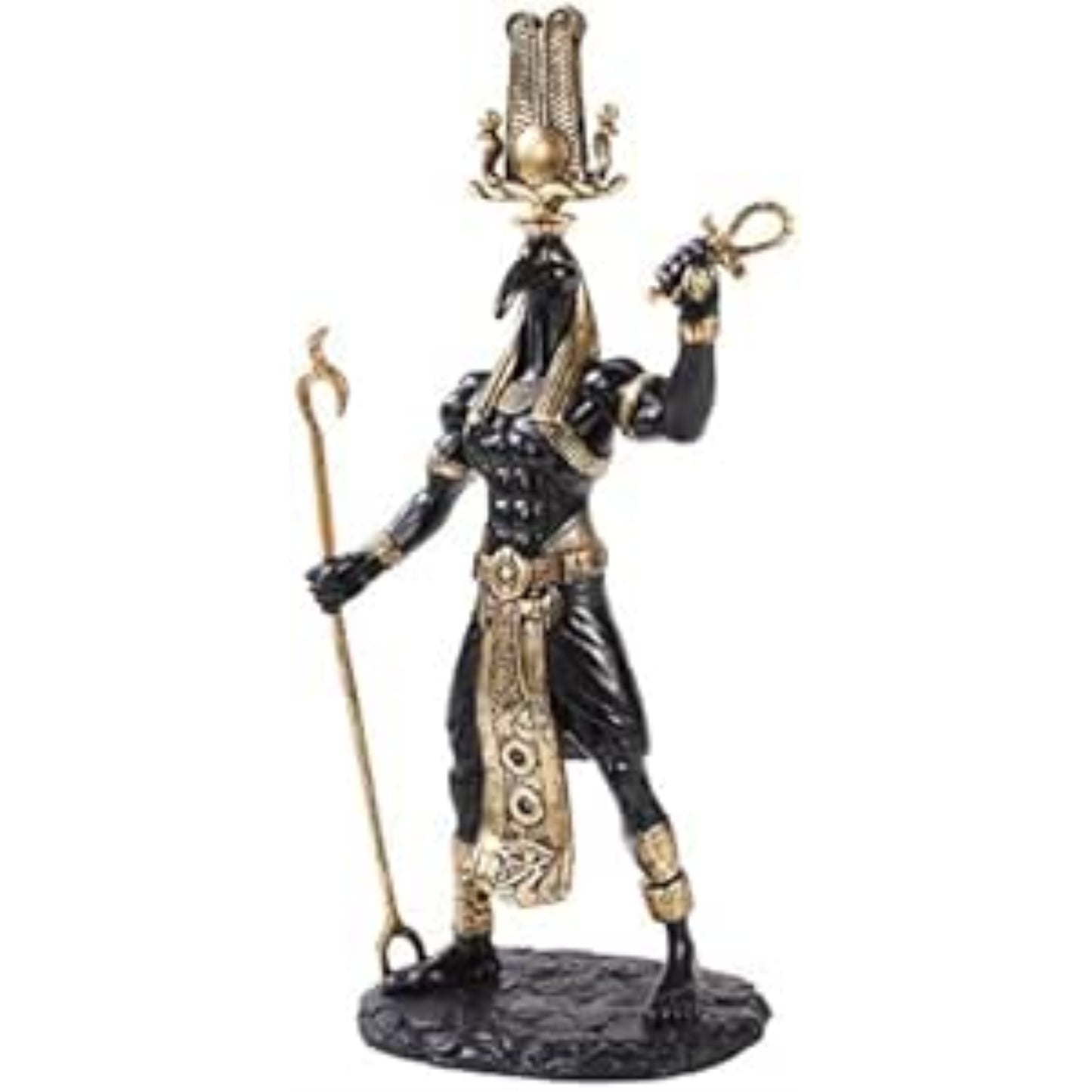 Black Thoth Egyptian God Golden Accents Statue Egypt Resin Figurine 12 inches Tall