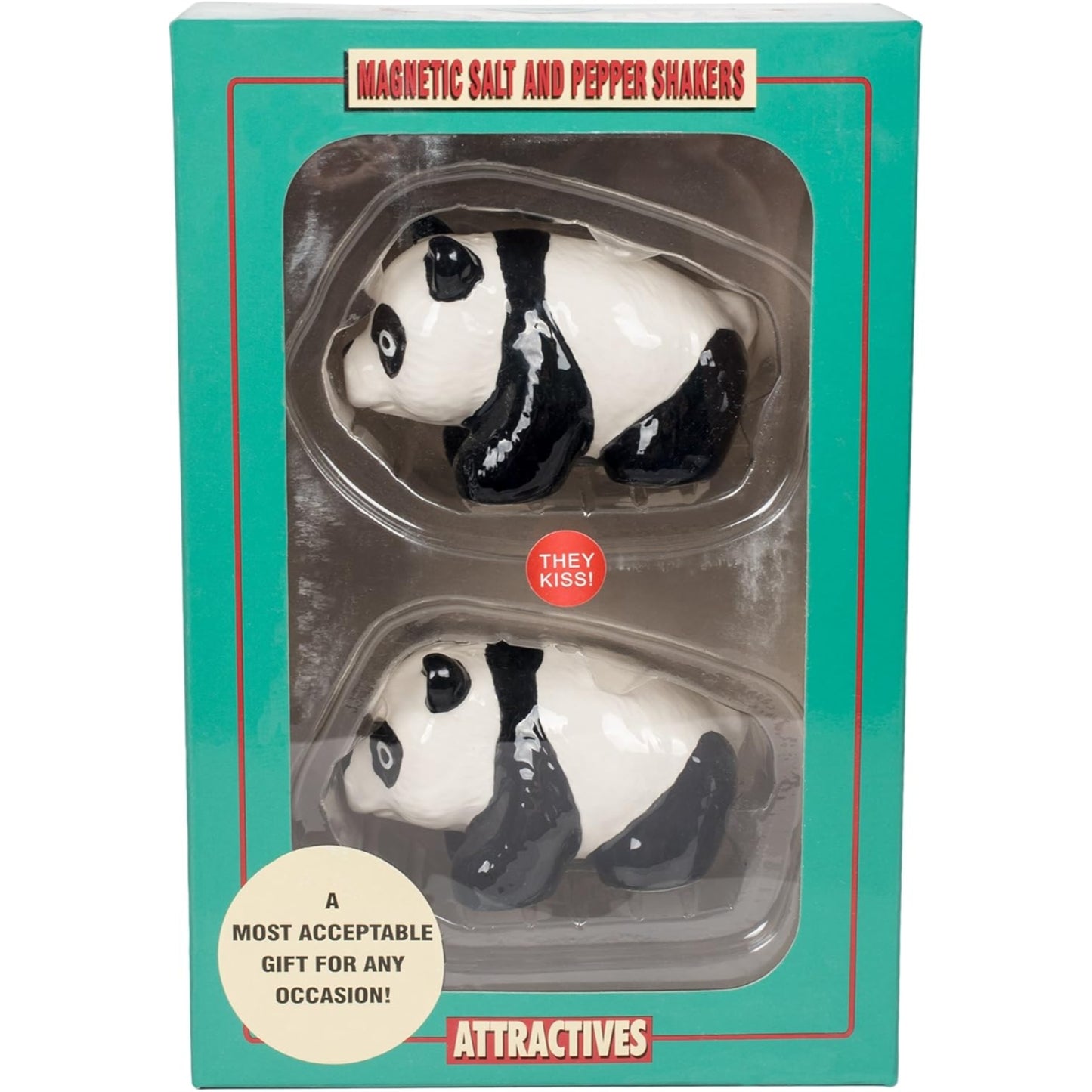 Cutie Panda Bears Kissing Attractives Magnetic Ceramic Salt and Pepper Shaker Set