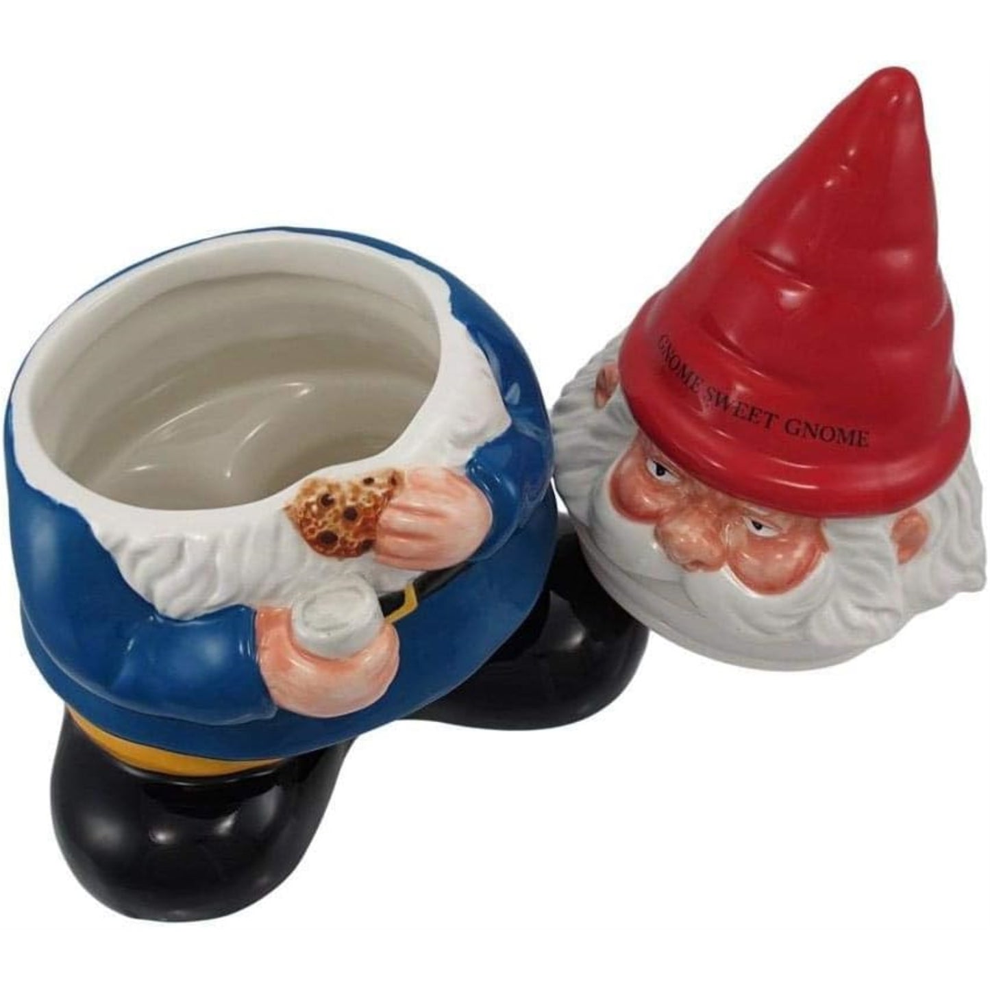 10 Inch Gnome Sweet Gnome Cookie Eating Ceramic Jar Figurine
