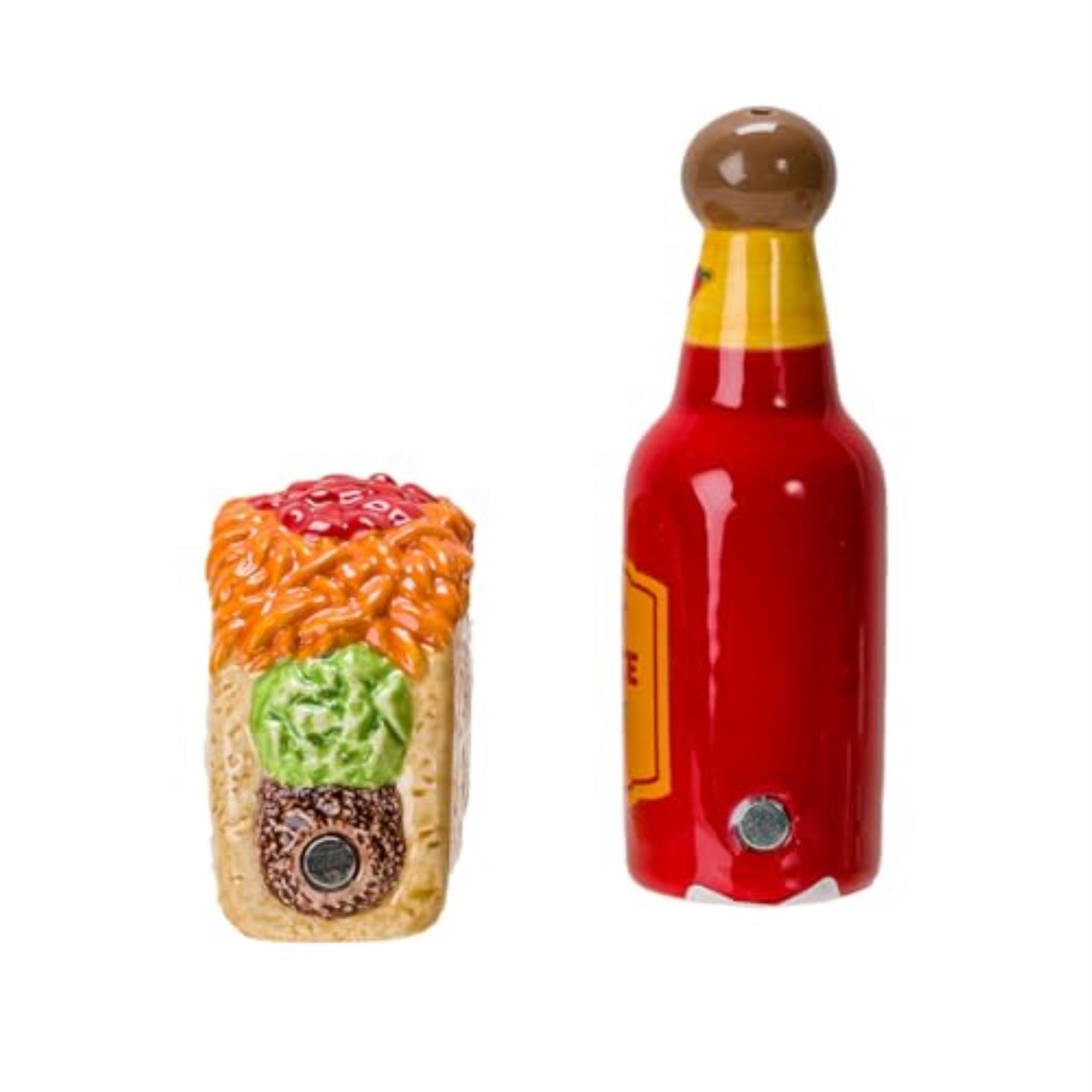Taco Tuesday and Hot Sauce Ceramic Magnetic Salt and Pepper Shaker Set