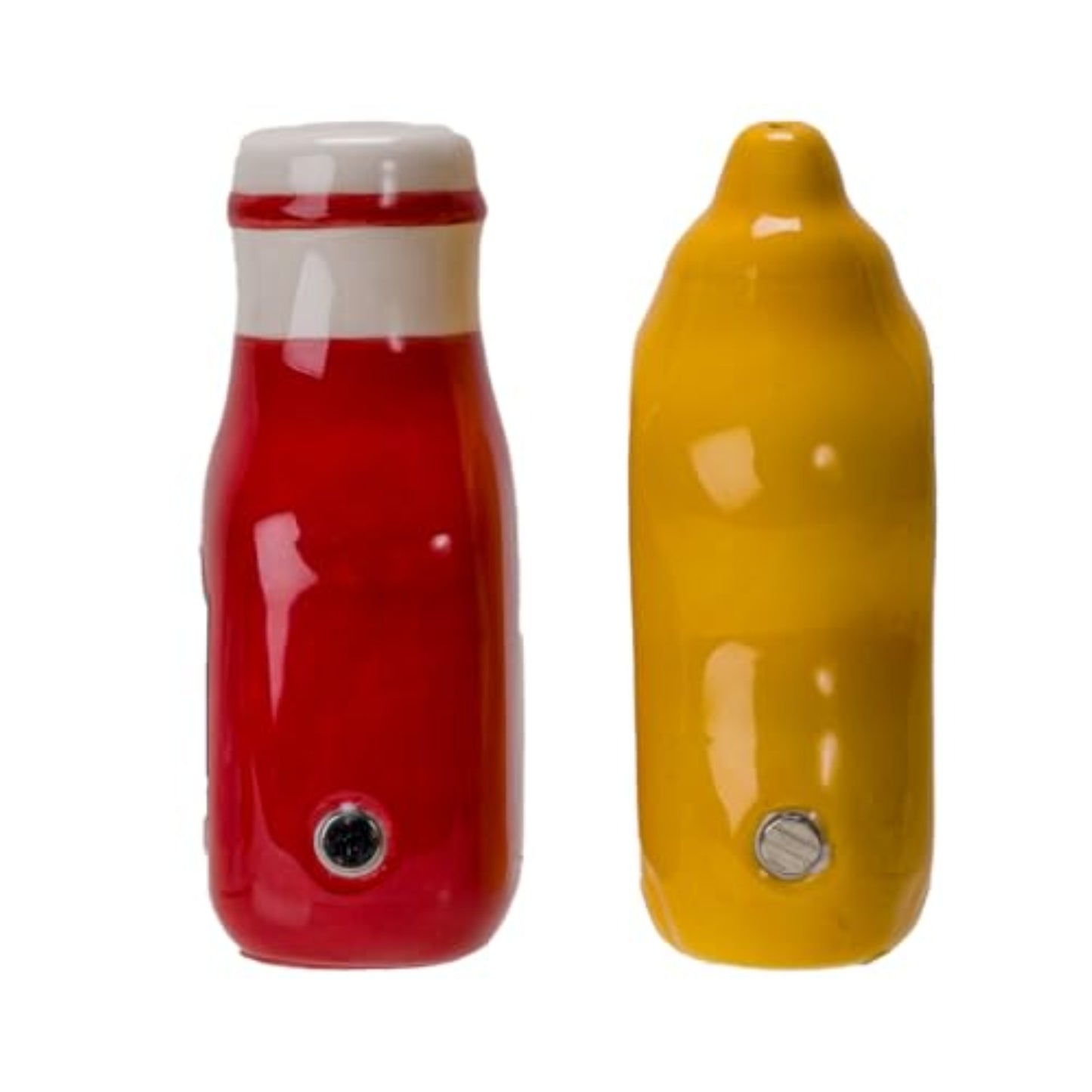 Mustard and Ketchup Ceramic Magnetic Salt and Pepper Shaker Set