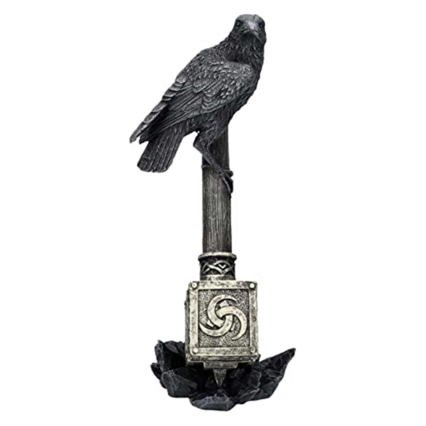 Thor's Hammer Figure with Raven Viking Odin Decoration 9.25 inch