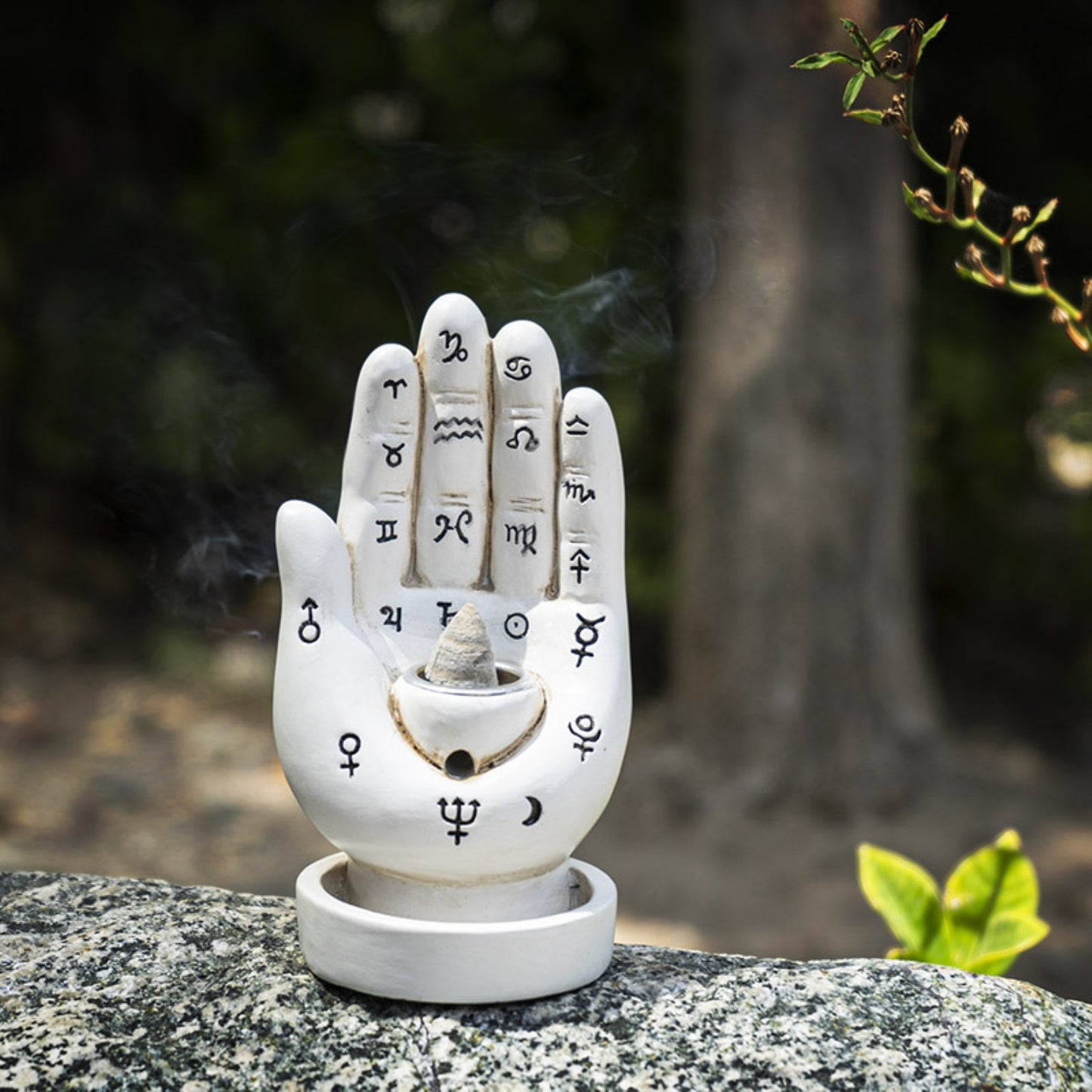 White Palmistry Hand Backflow Incense Burner 4.7 inch