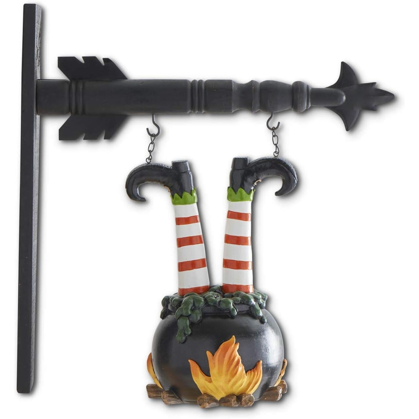 K&K Interiors Halloween Witch Legs in Cauldron Arrow Replacement Sign 12 inch - Arrow Sold Separately