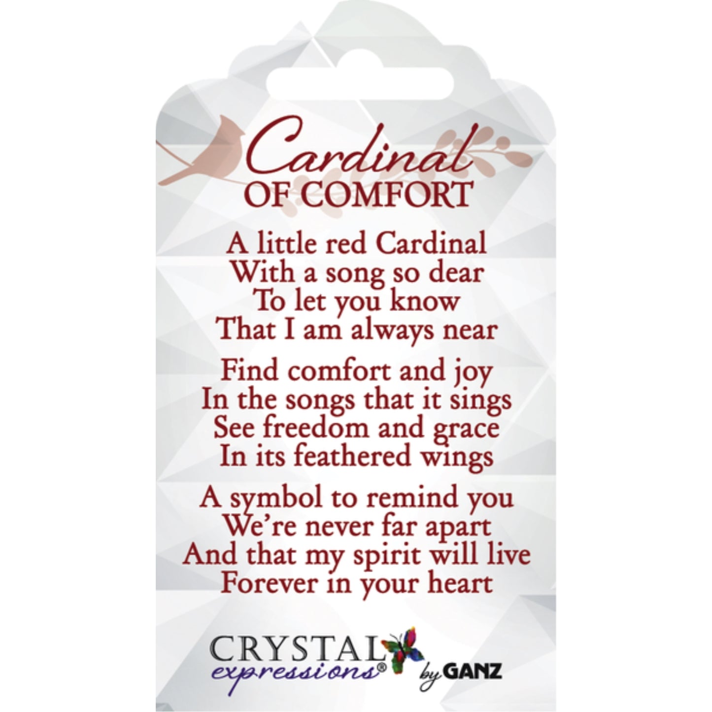 Red Cardinal of Comfort Christmas Ornament with Card 3 x 2.5 inch