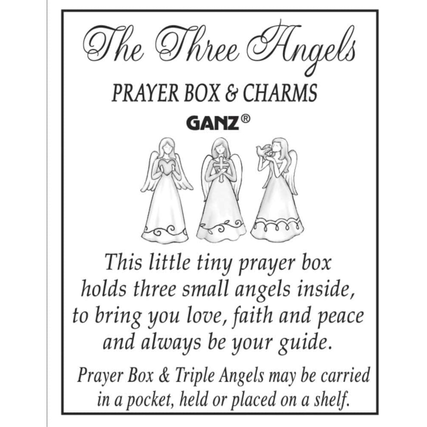 Ganz Silver The Three Angels Miniature Metal Prayer Box and Charms 1 inch