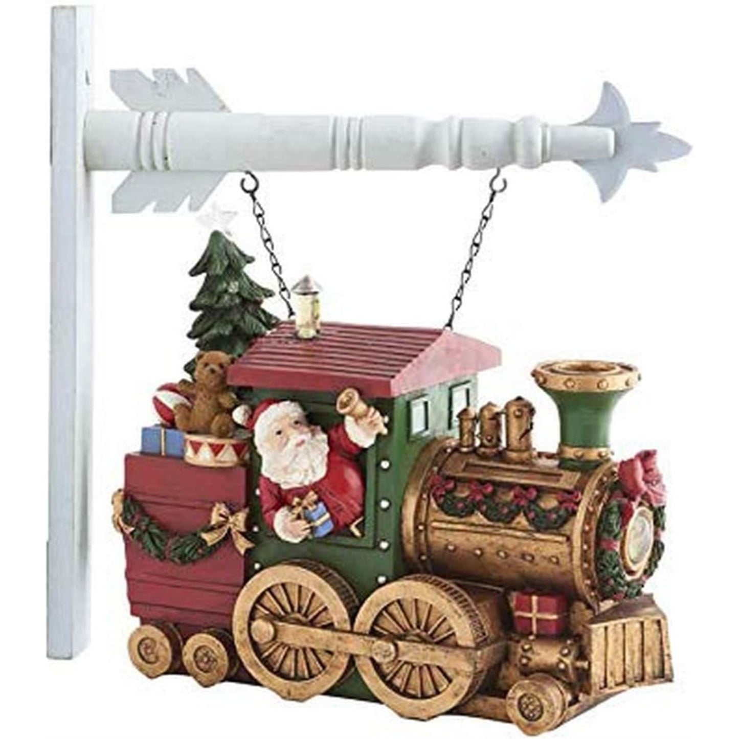 K&K Interiors Musical LED Santa Toy Train Christmas Arrow Replacement Sign 8.75 x 10.25 inch - Arrow Sold Separately