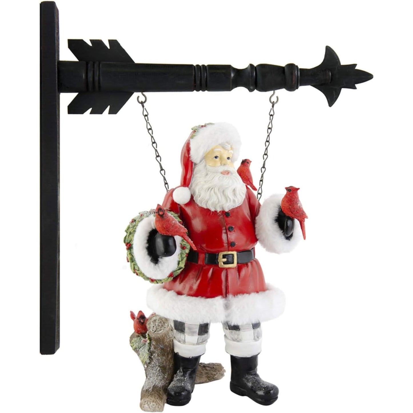K&K Interiors Resin Santa Claus Trimmed in Fur Christmas Arrow Replacement Sign 15 inch - Arrow Sold Separately