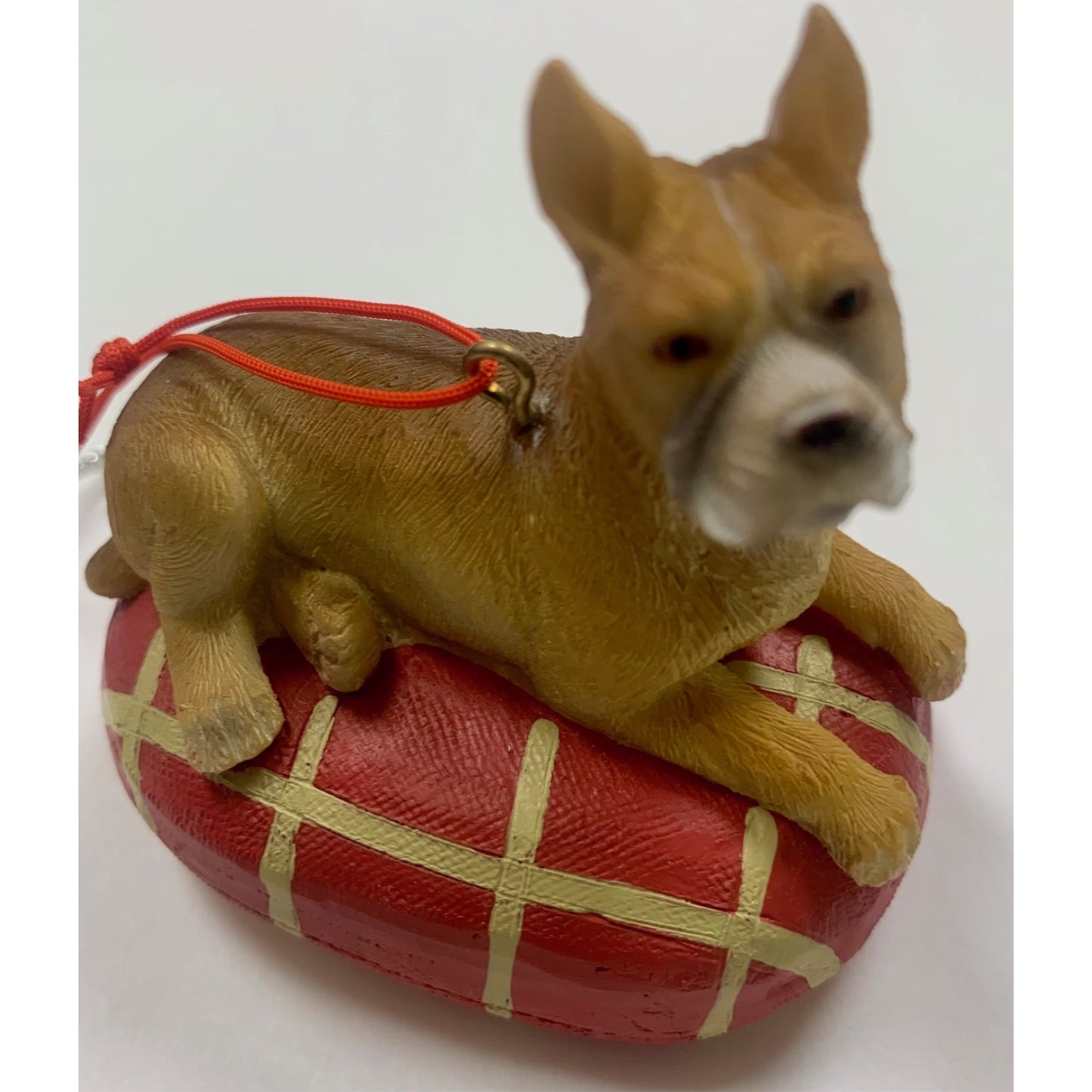 Boxer Family Dog on Bed Christmas Ornament