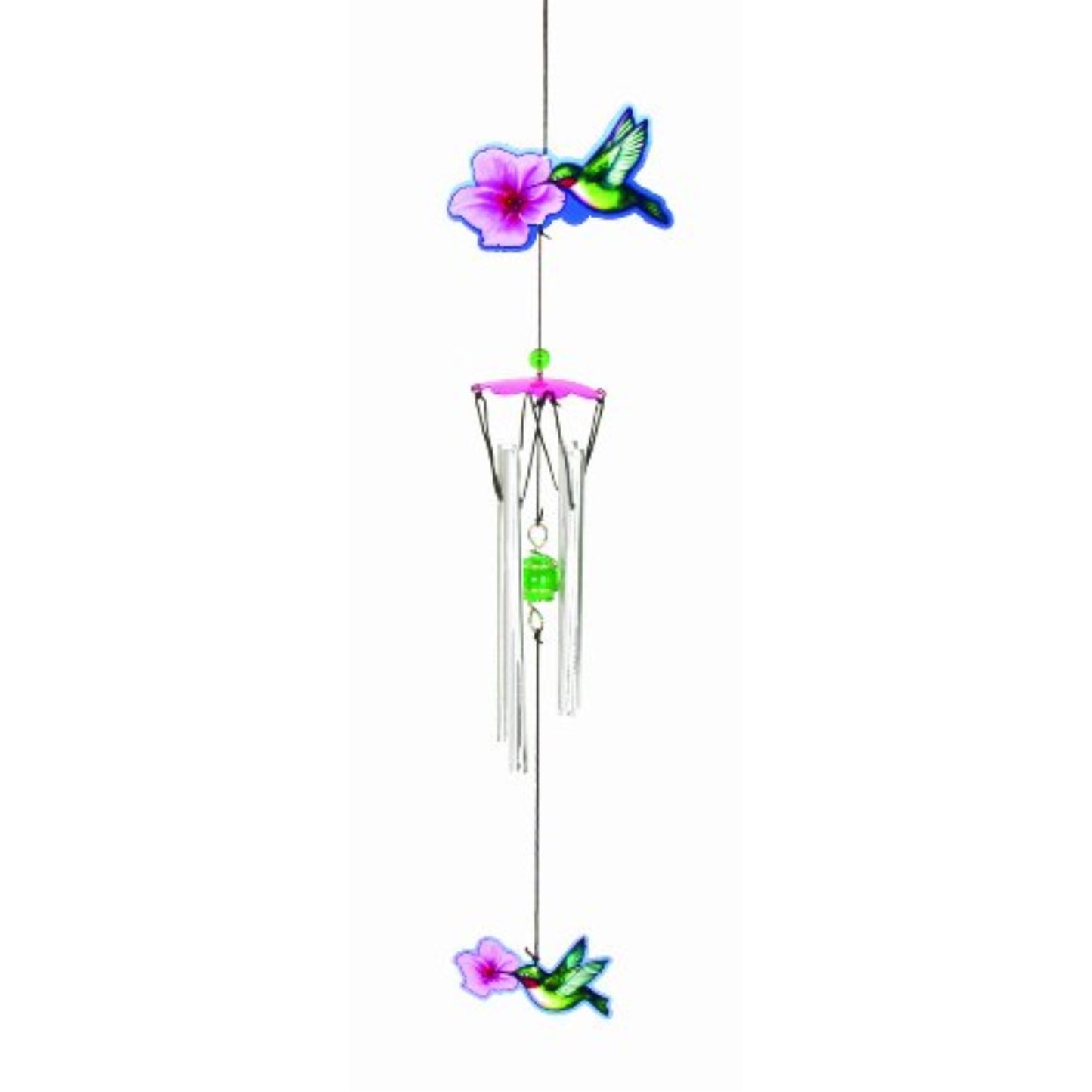 Spoontiques Hummingbird with Flower Metal Outdoor Garden Wind Chime Patio Decoration 18 Inch