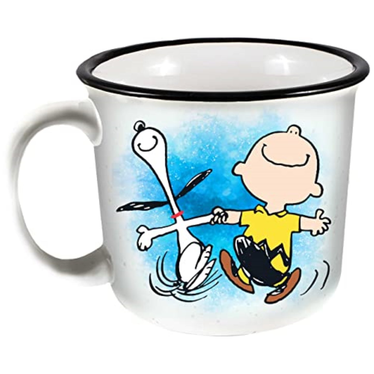 Spoontiques Peanuts Snoopy and Charlie Brown Ceramic Camper Mug 14 ounce
