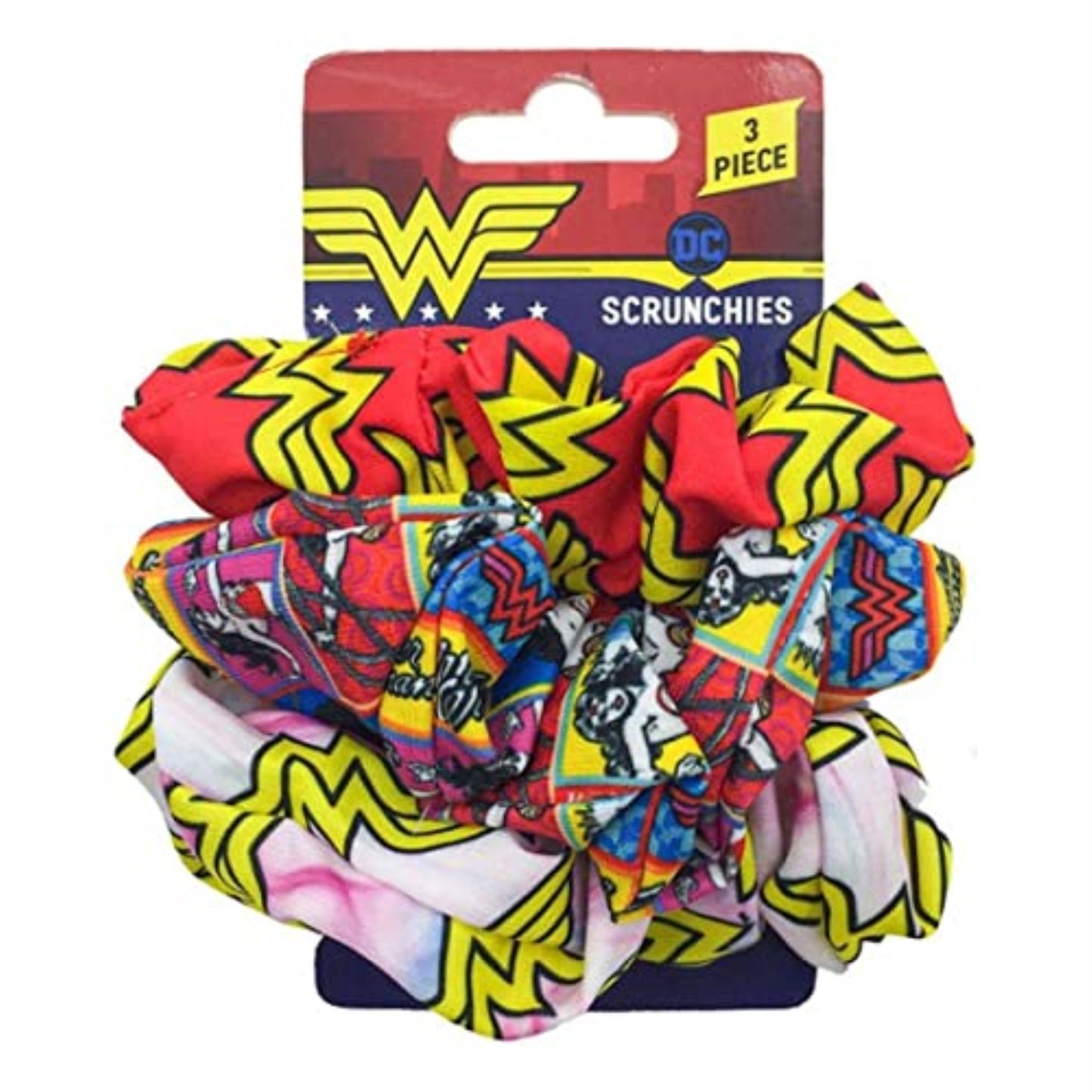 Spoontiques DC Comics Wonder Woman Hair Scrunchies Pack of 3