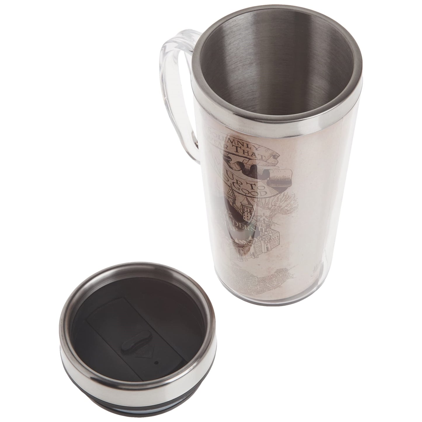 Spoontiques Harry Potter Marauders Map Double Walled Stainless and Acrylic Insulated Travel Mug 14 ounce