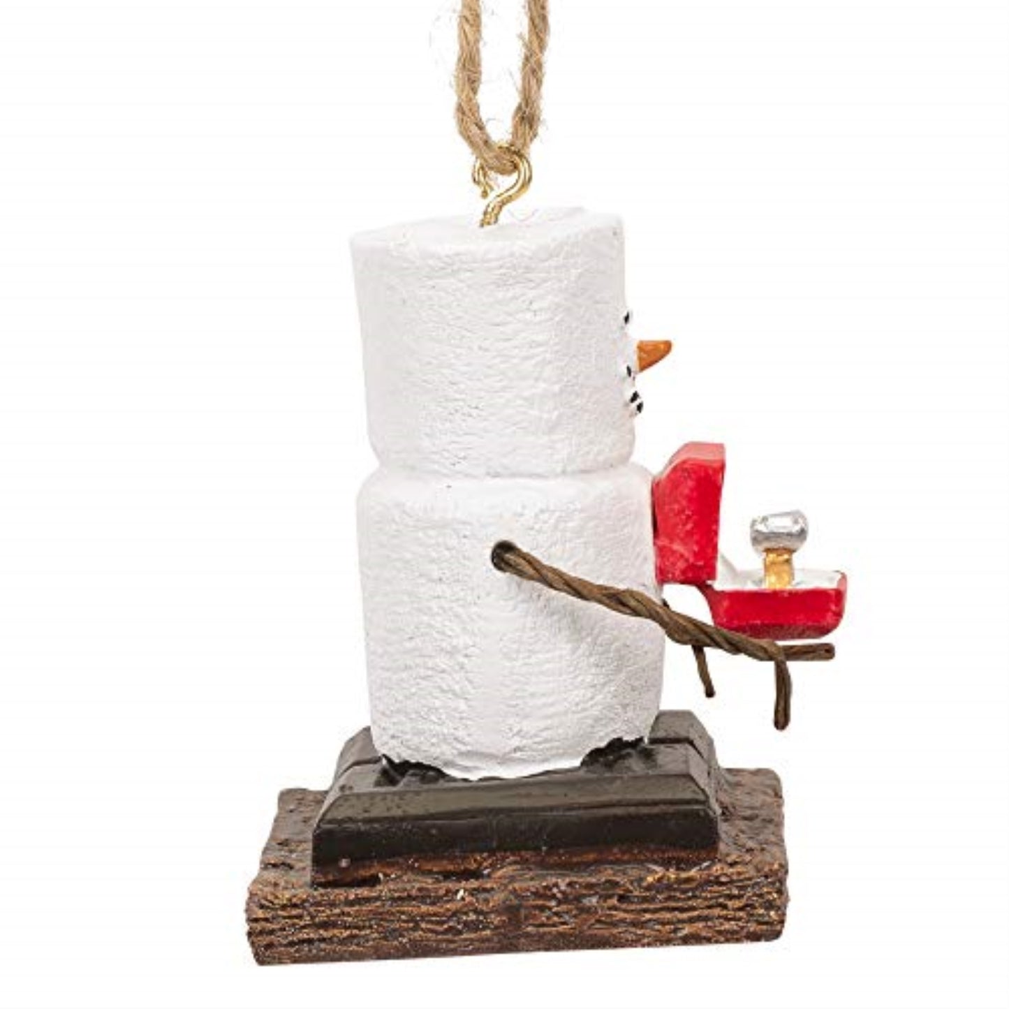 S'mores Marshmallow Snowman Man Presenting an Engagement Ring Christmas Ornament 2.4 inch