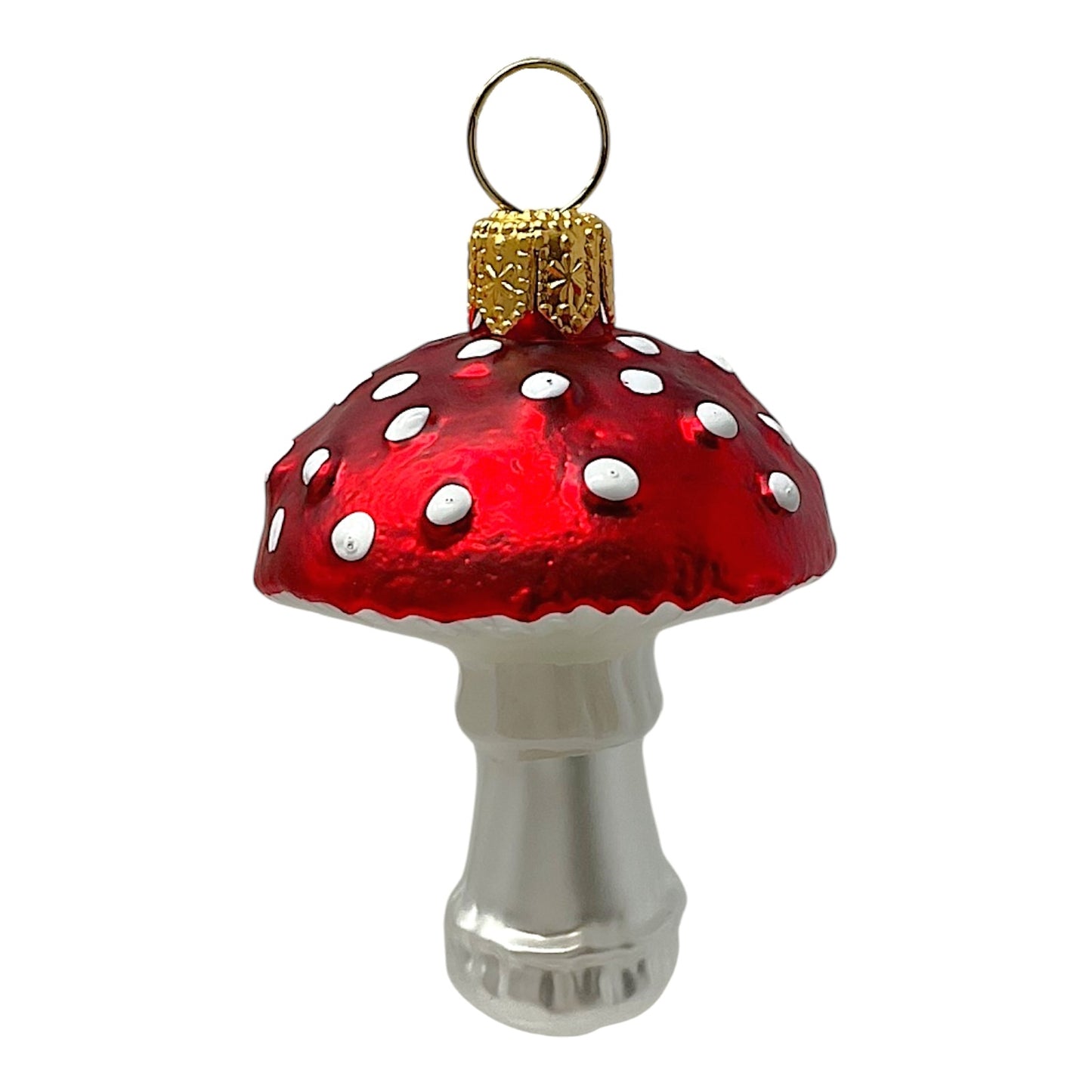 Pinnacle Peak Trading Red Toadstool Mushrooms Polish Glass Christmas Ornament Set of 2 Decorations