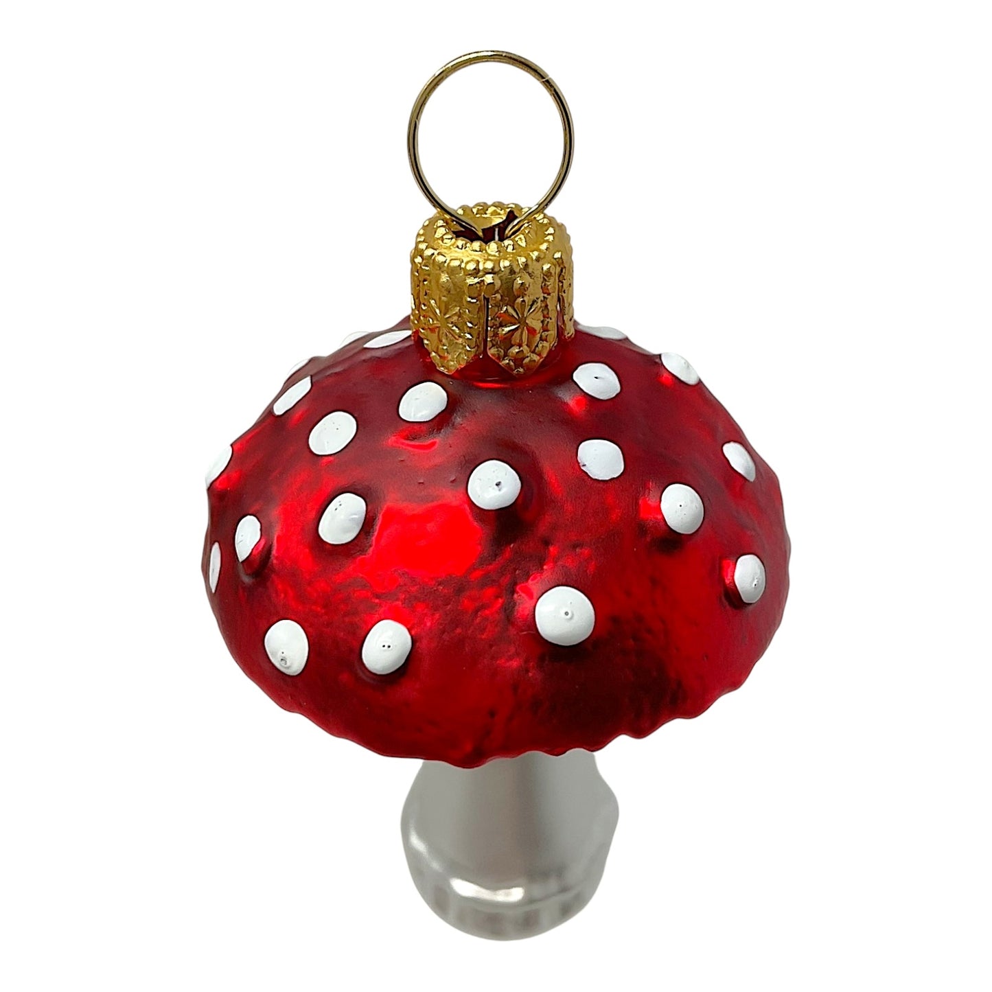 Pinnacle Peak Trading Red Toadstool Mushrooms Polish Glass Christmas Ornament Set of 2 Decorations