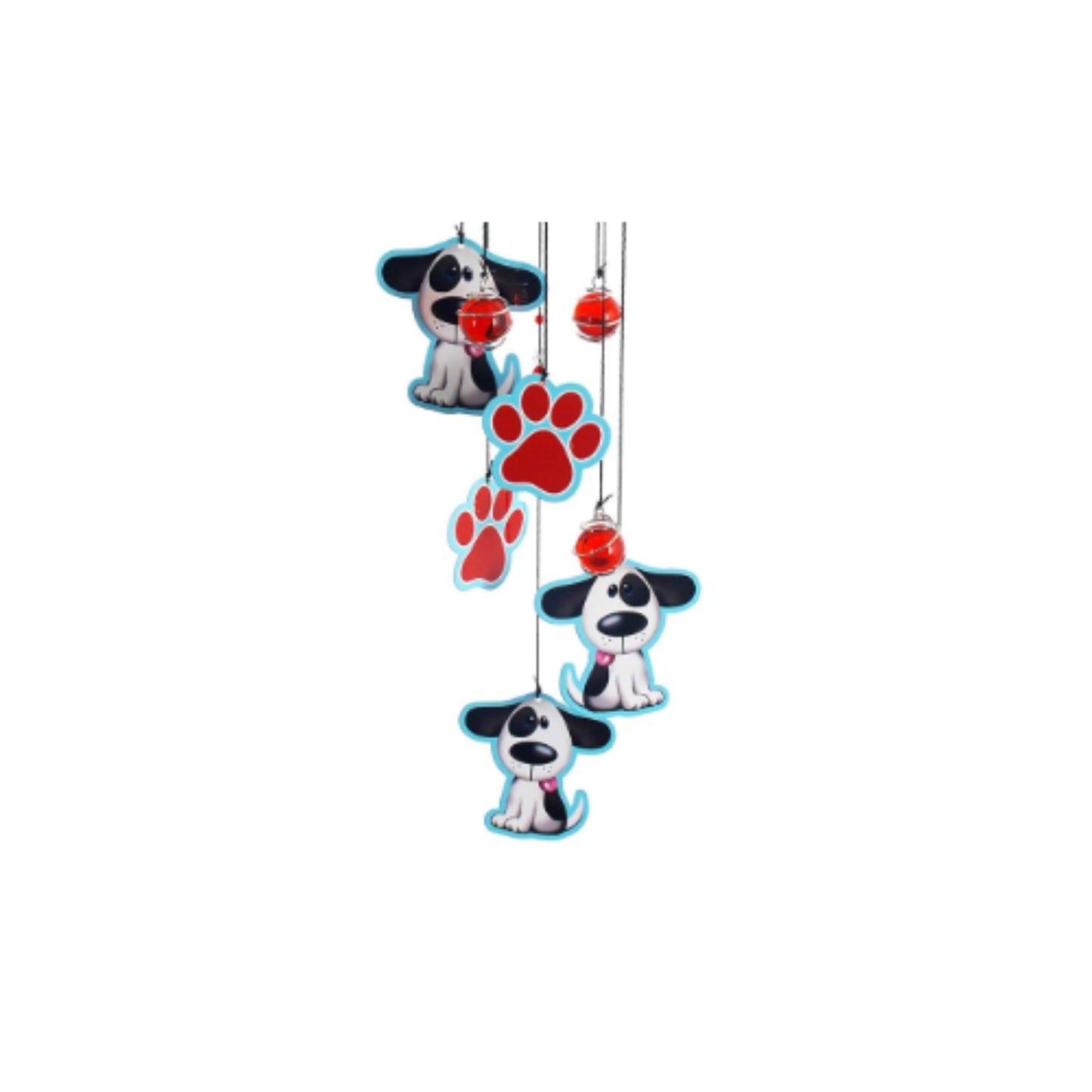 Puppy Dog and Paw Prints Metal Wind Chime Outdoor Garden Décor Backyard and Patio Decoration 17 inch