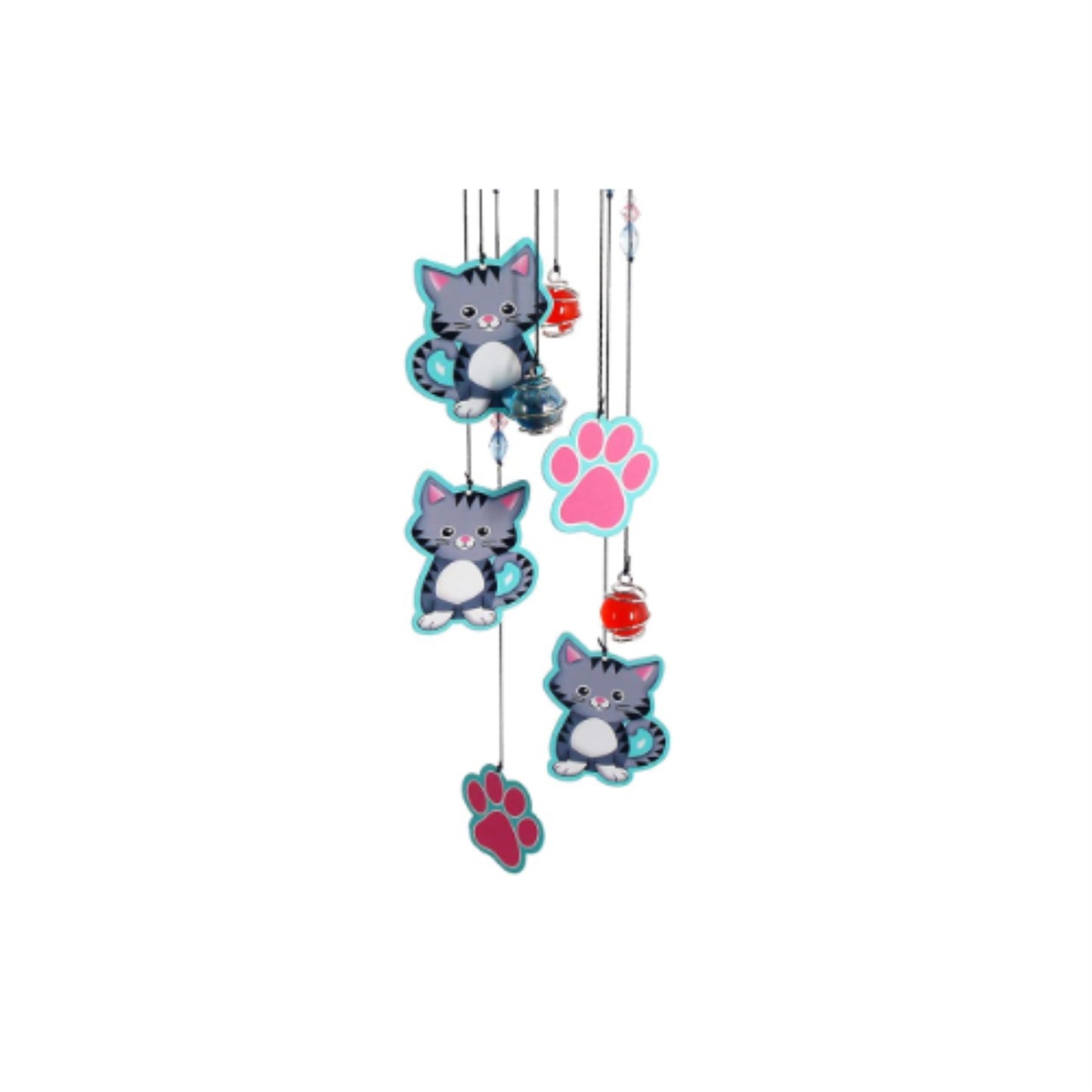Spoontiques Cat Kitten with Paw Prints Metal Wind Chime Outdoor Garden Décor Backyard and Patio Decoration 17 inch