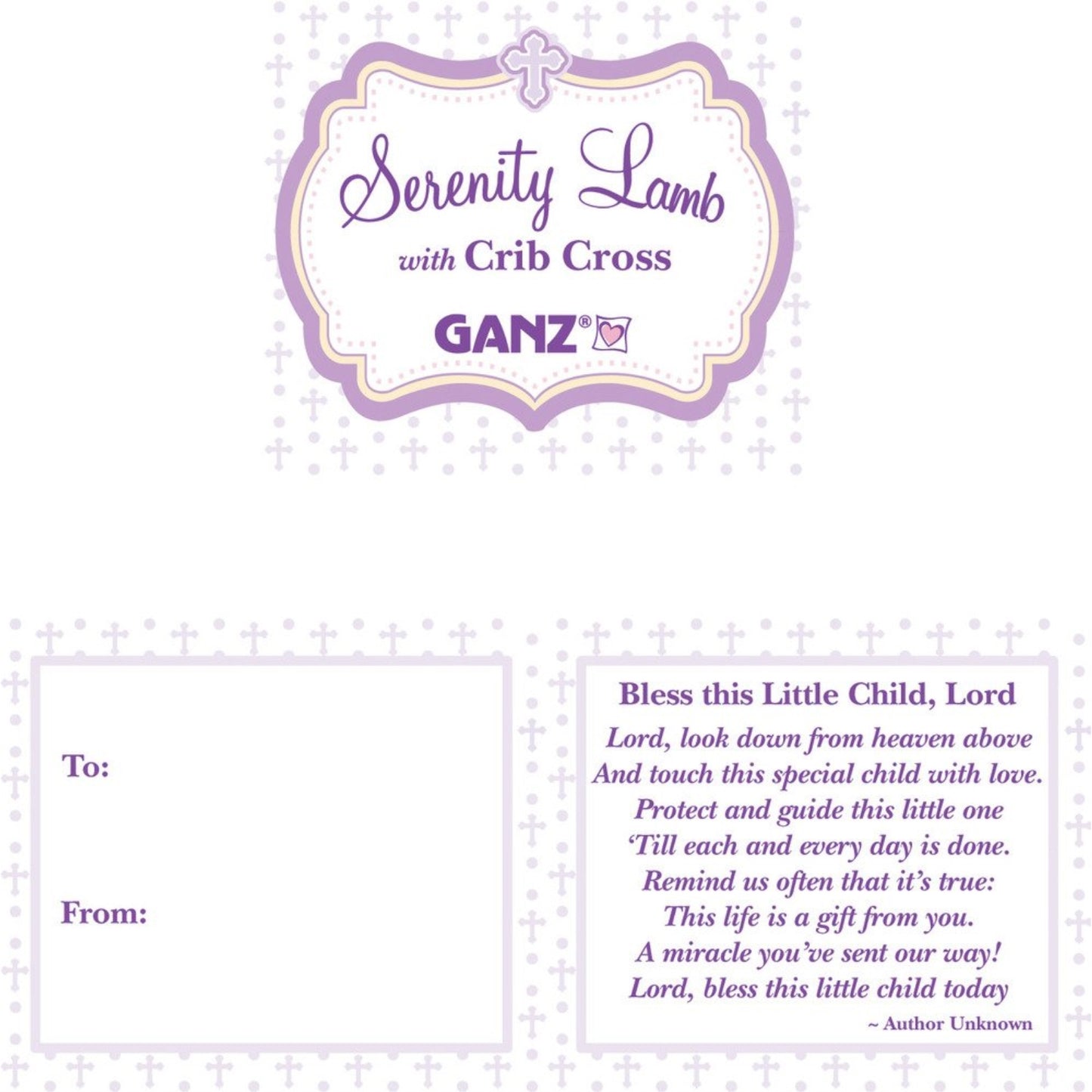 Ganz White Serenity Lamb with Crib Cross Girl Plush Stuffed Animal 13 Inch