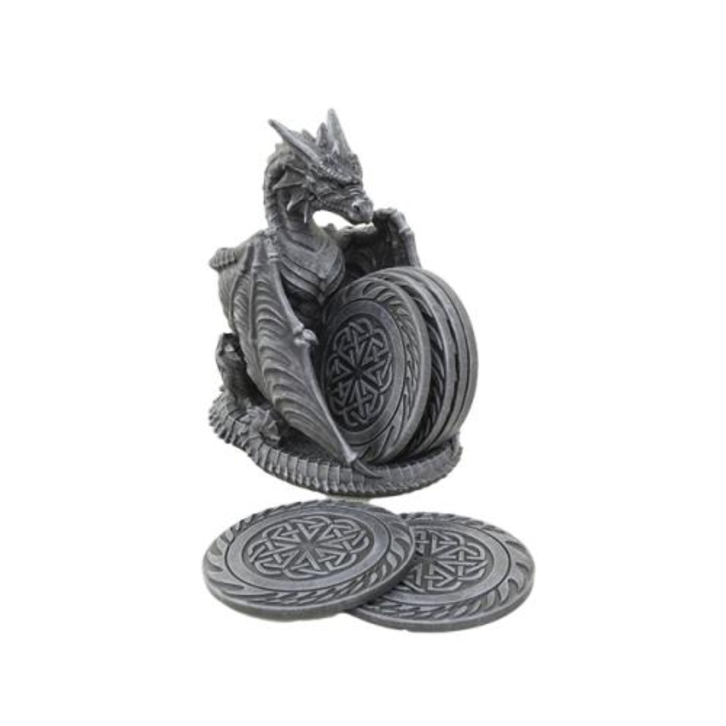 Dark Dragon Table Coasters Set Sculpture 5.6 x 6.5 inch