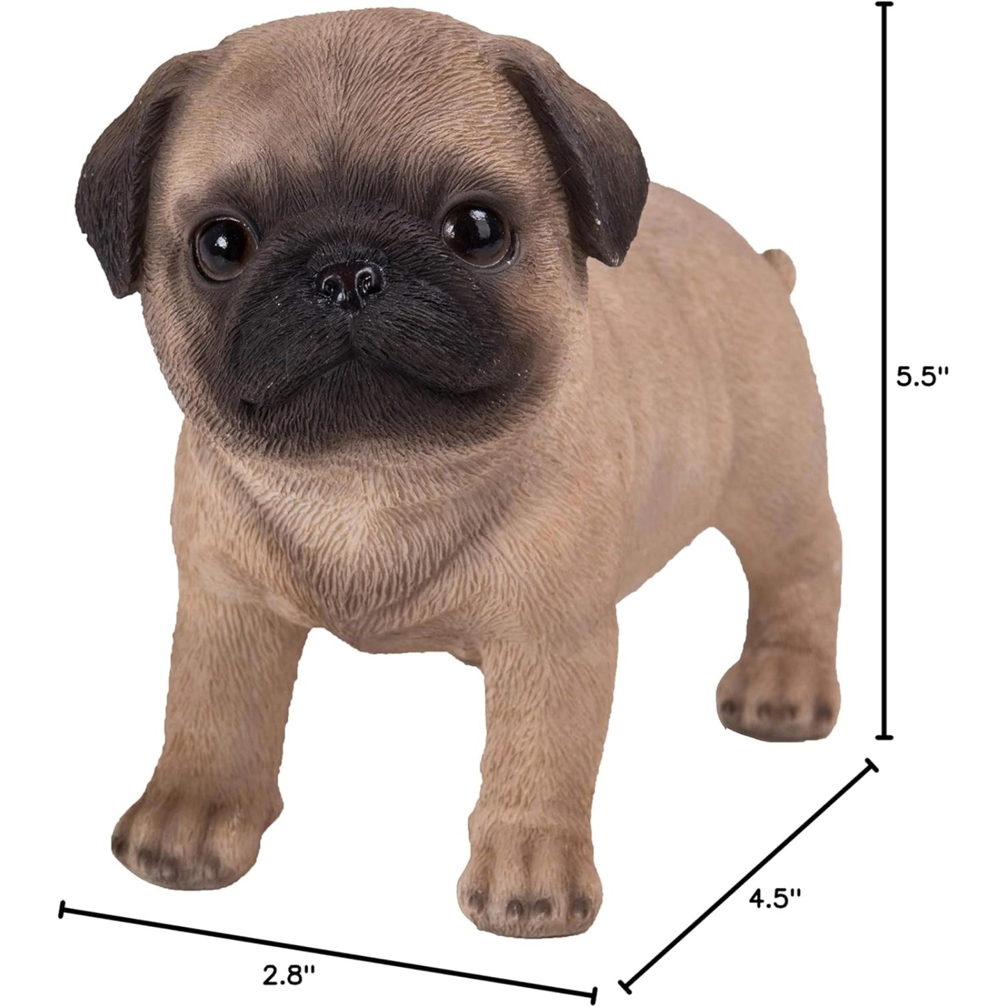 Realistic Adorable Fawn Pug Puppy Dog Figurine 5 inch Pet Pal Pugsy