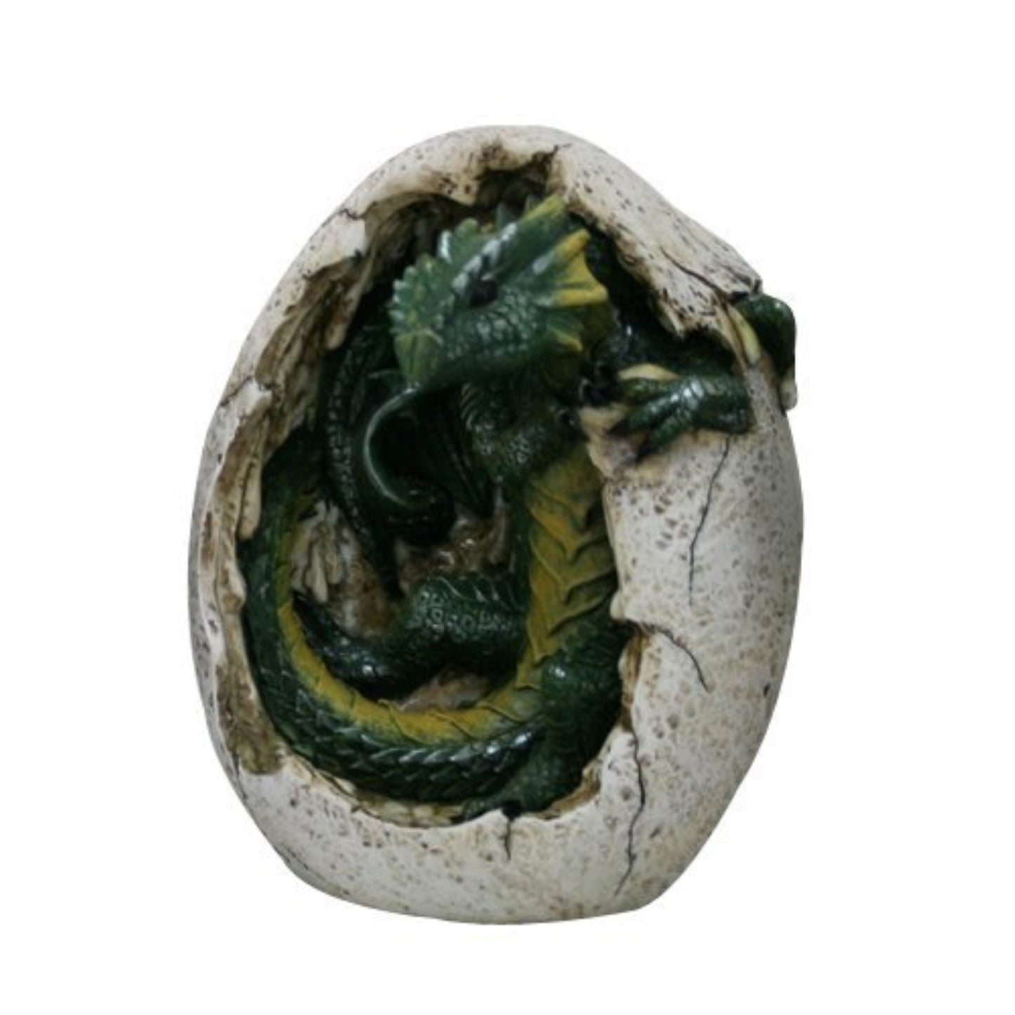 Green Dragon Hatchling in Egg Casing Statue Figurine 4.75 inch