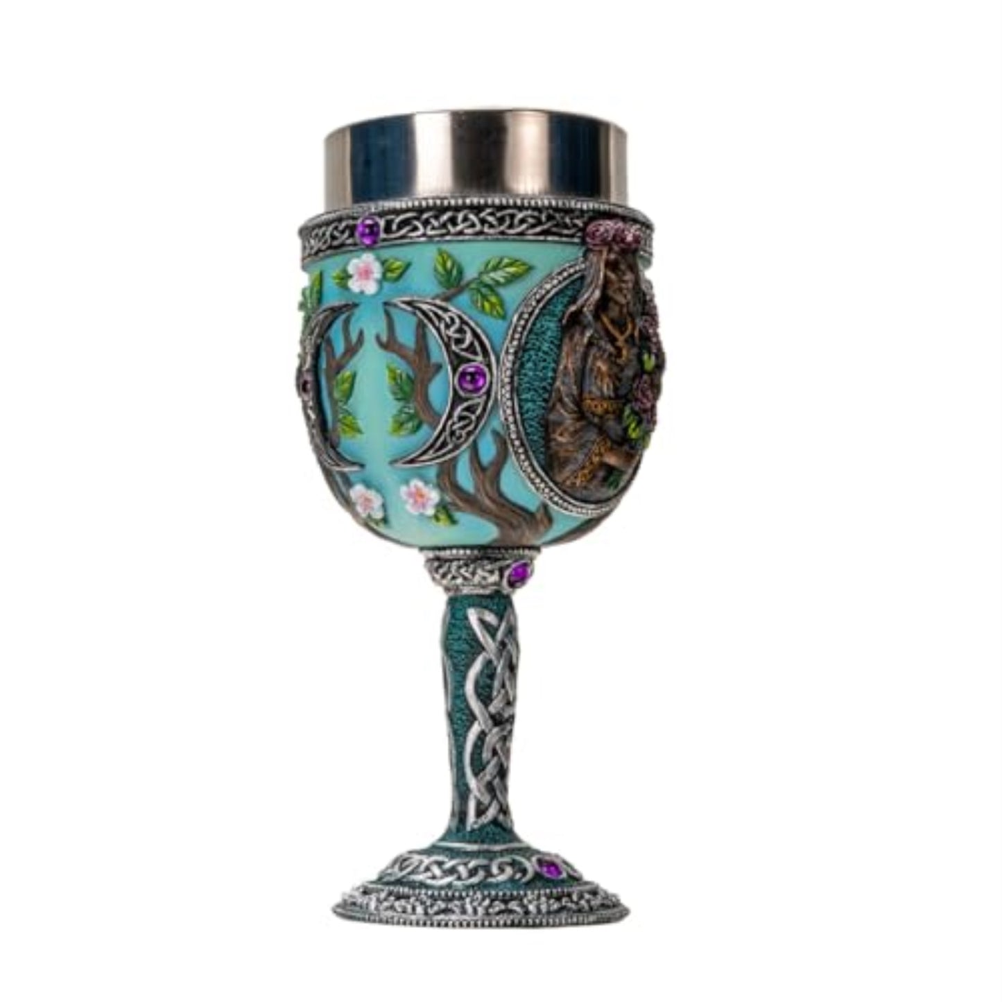 Triple Goddess Wine Goblet Chalice Cup Made of Polyresin With Stainless Steel Cup
