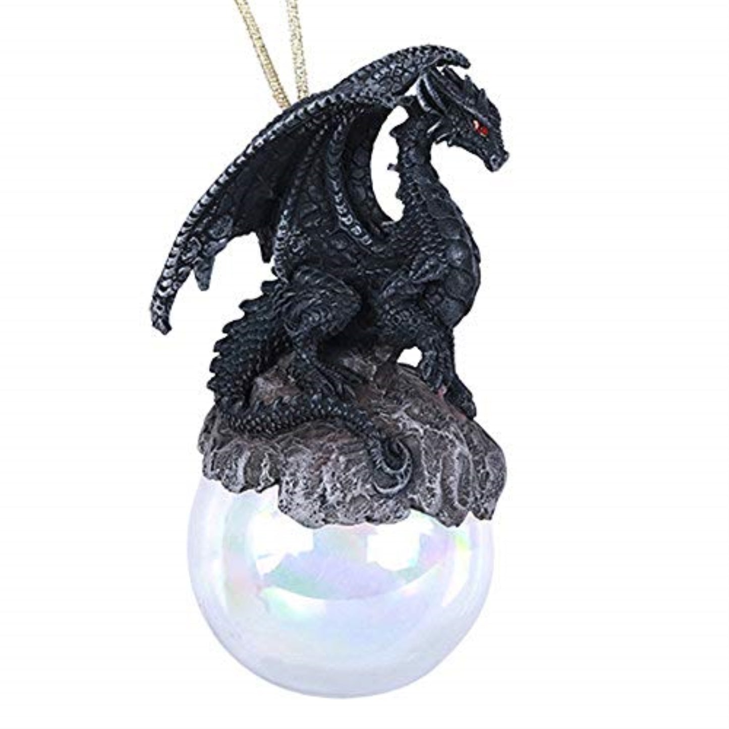 Black Checkmate Dragon Christmas Ornament Ball by Ruth Thompson