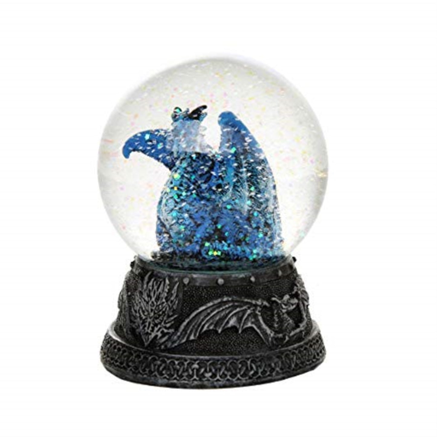 Quicksilver Blue Dragon Ball Water Globe with Glitters 80mm Resin Figurine Home Decor