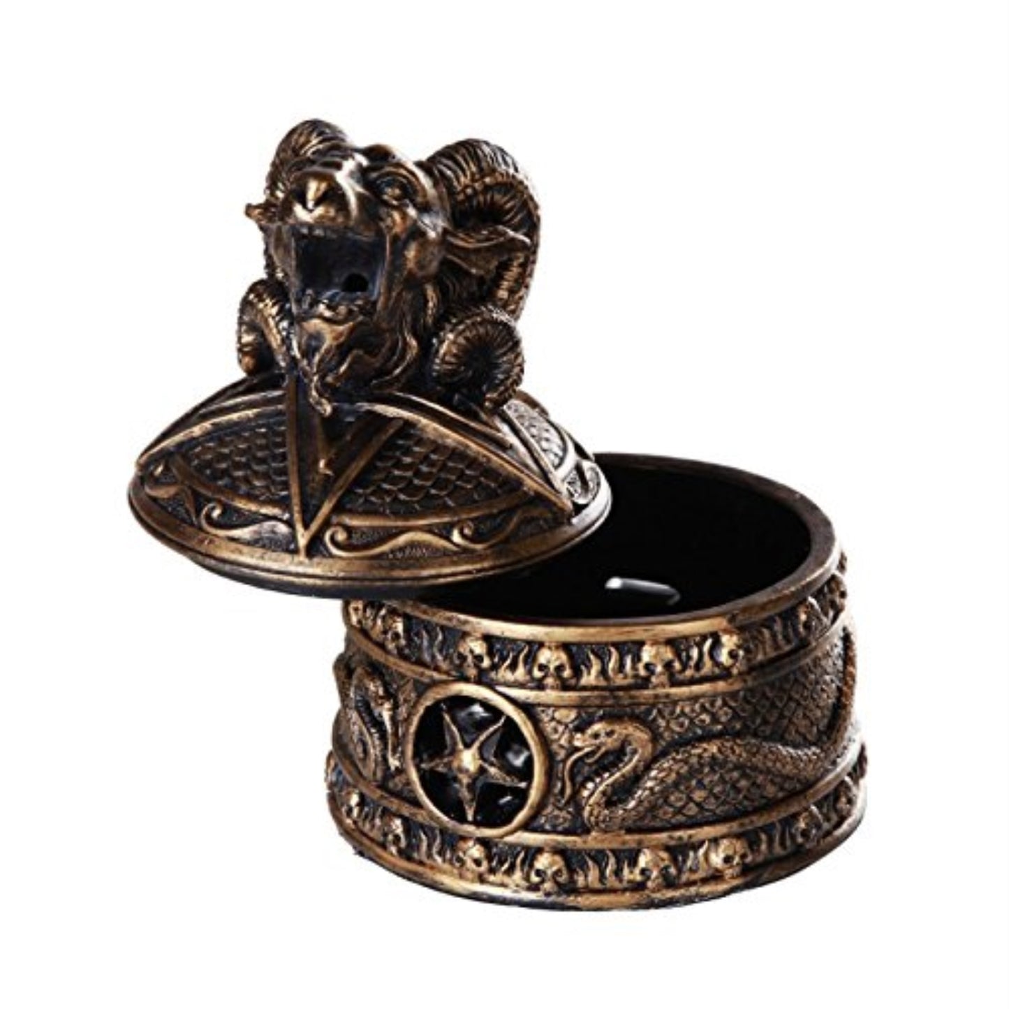 Baphomet Horned Sabbatic Goat Solve et Coagula Cone Incense Burner Box
