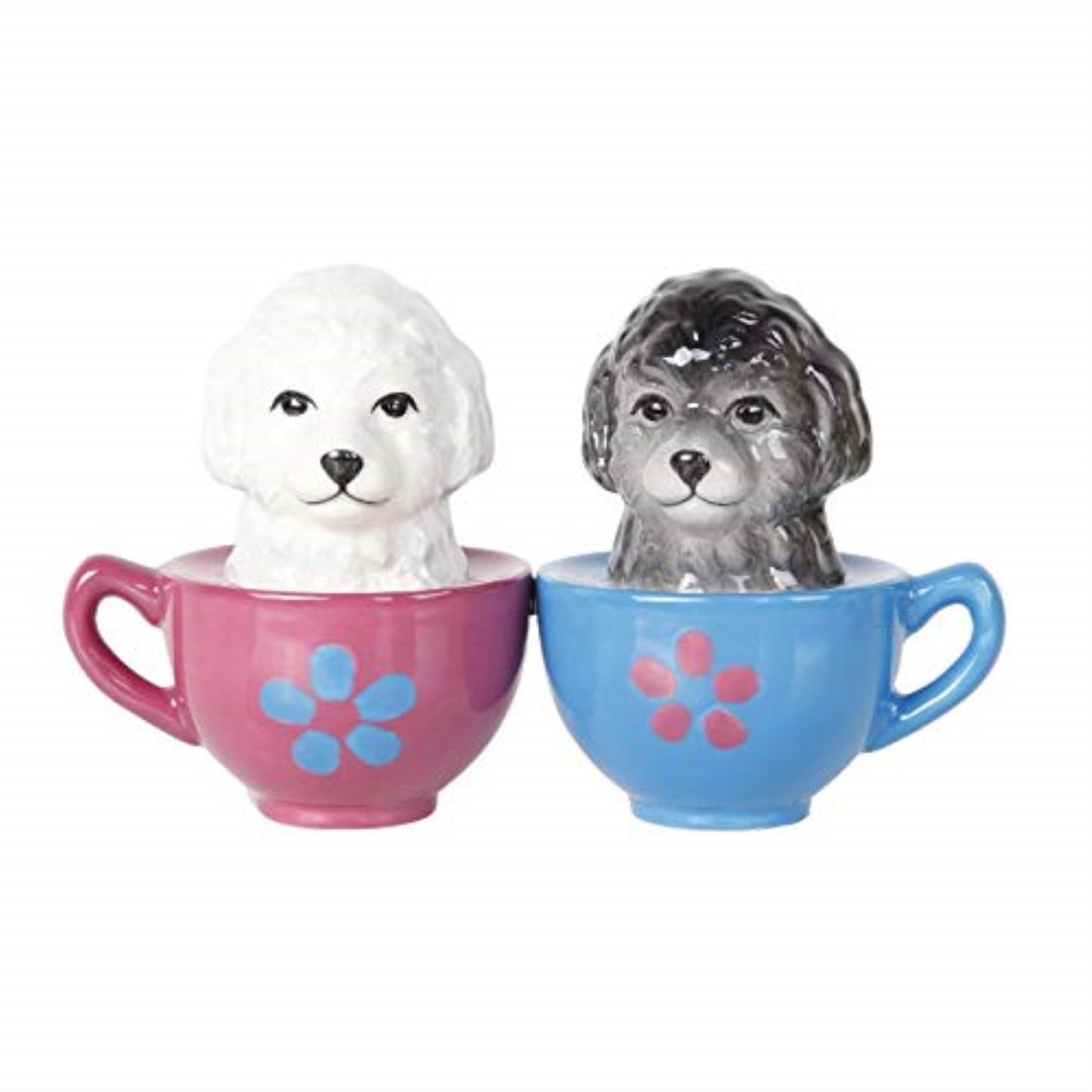 Adorable Maltese Puppies in Tea Cup Ceramic Magnetic Salt and Pepper Shaker Set Cute Dog Puppy
