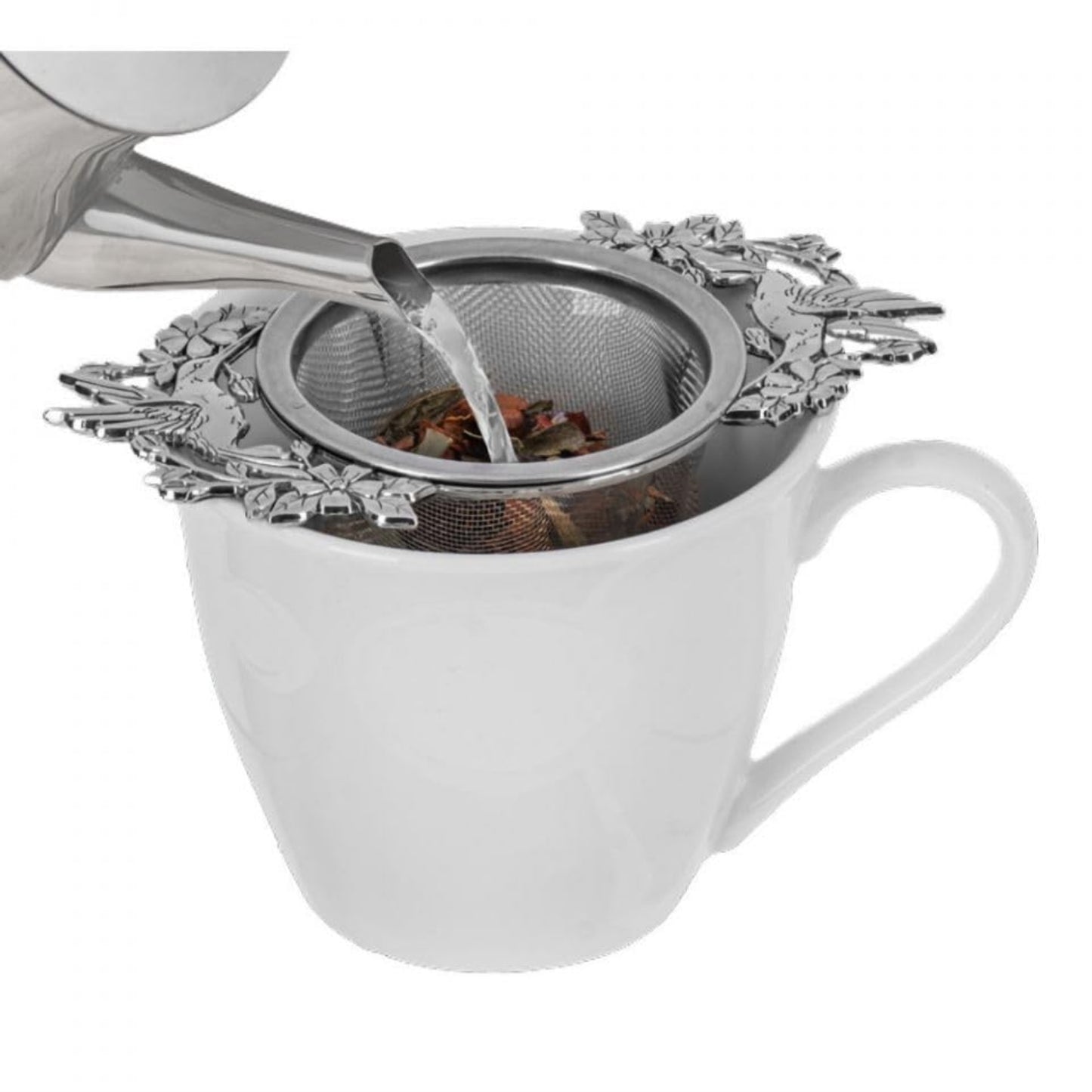 Ganz Honey Bee Honeycomb Zinc Herbal Drink Infuser Steeper Fine Mesh Strainer for Loose Leaf Tea 4.5 x 2.5 In